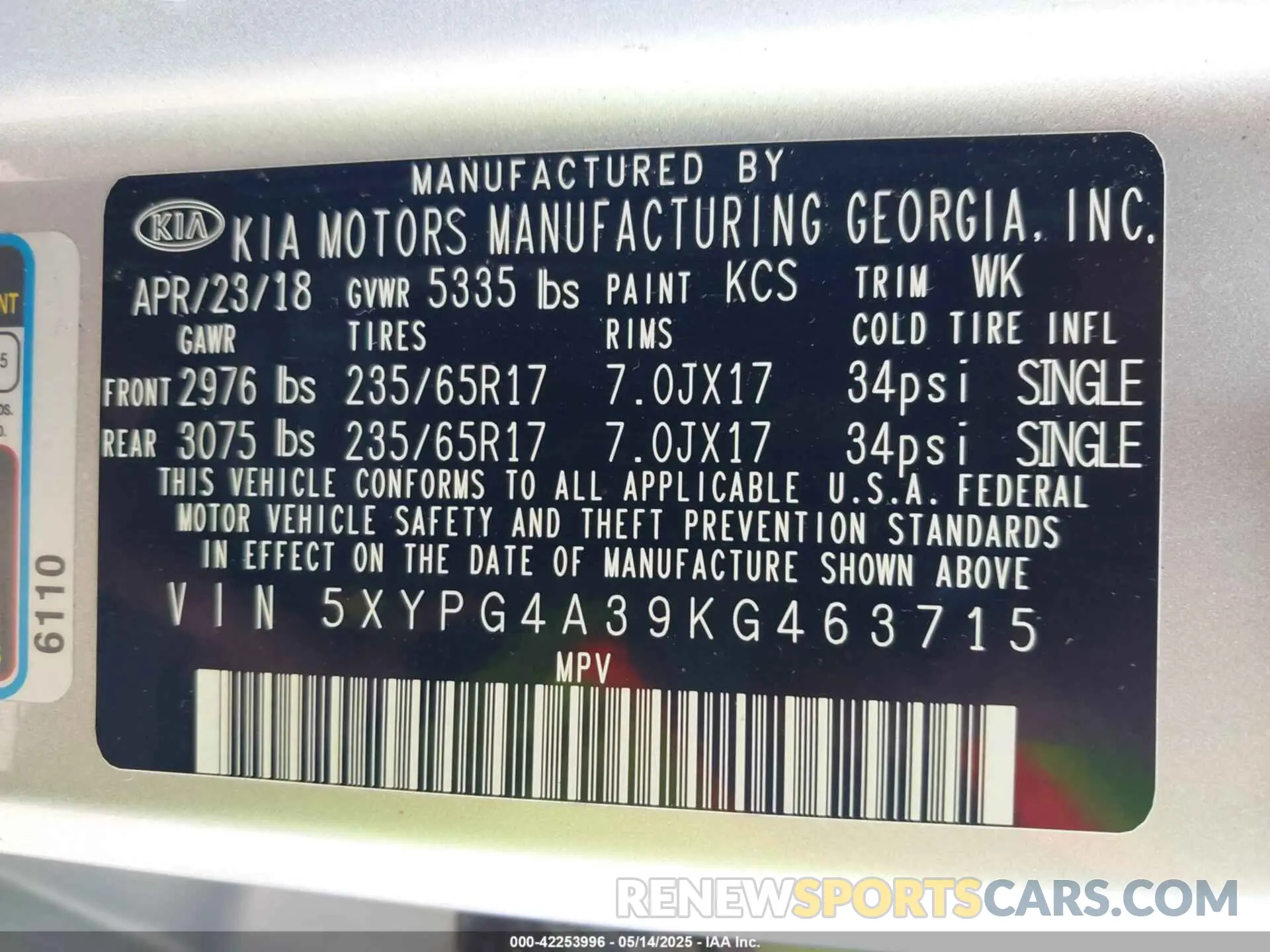 9 fotografías del automóvil dañado 5XYPG4A39KG463715 KIA SORENTO 2019