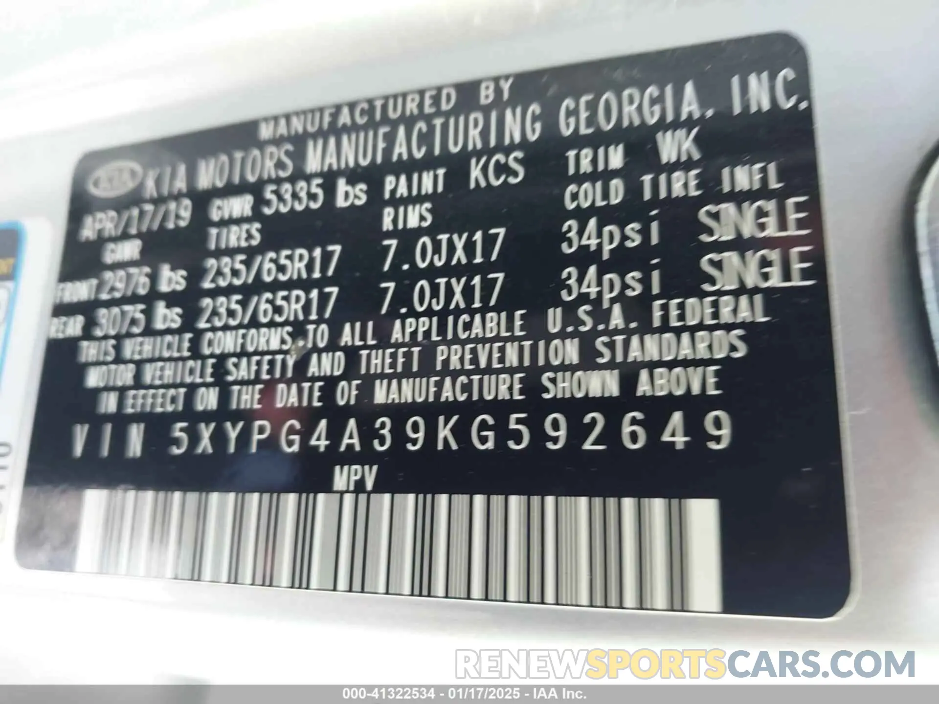 9 fotografías del automóvil dañado 5XYPG4A39KG592649 KIA SORENTO 2019