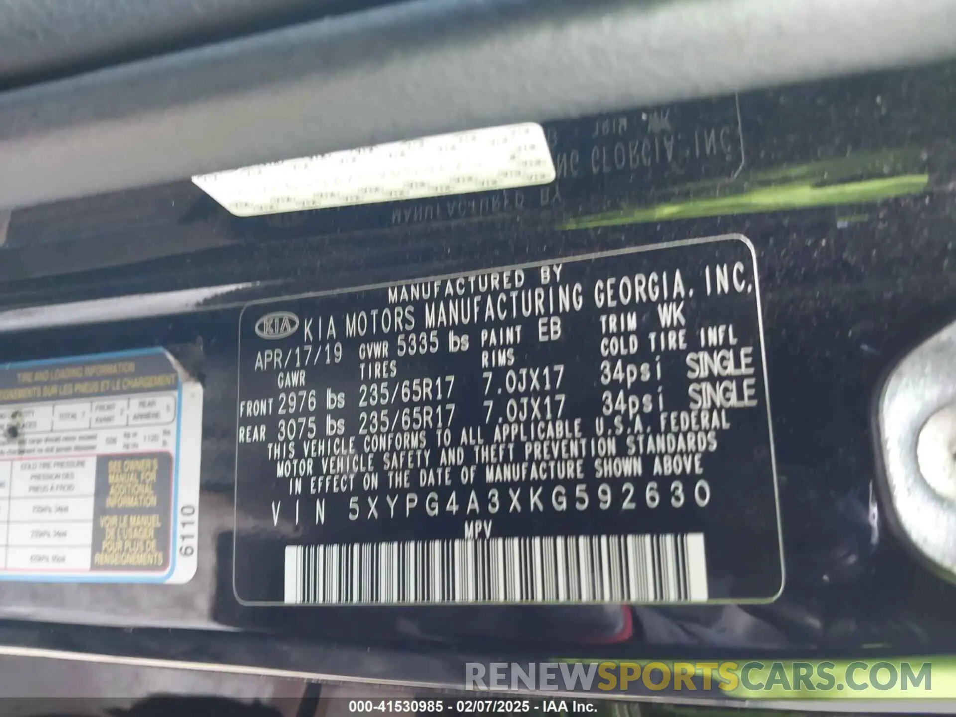 9 fotografías del automóvil dañado 5XYPG4A3XKG592630 KIA SORENTO 2019