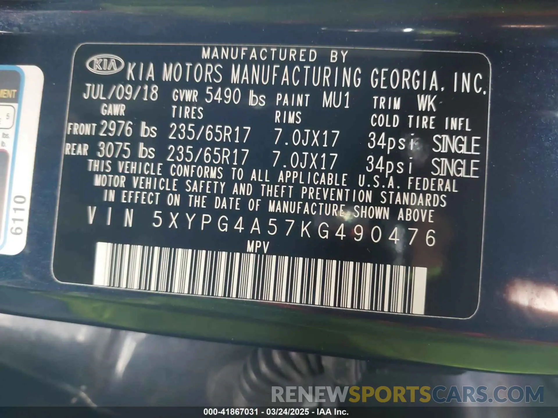 9 fotografías del automóvil dañado 5XYPG4A57KG490476 KIA SORENTO 2019