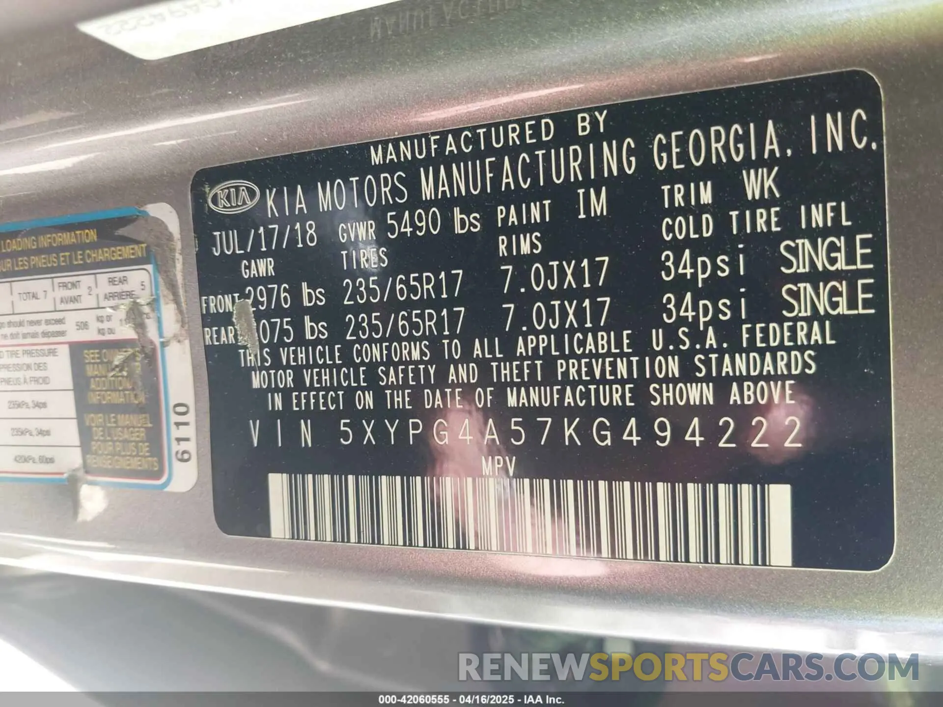9 fotografías del automóvil dañado 5XYPG4A57KG494222 KIA SORENTO 2019