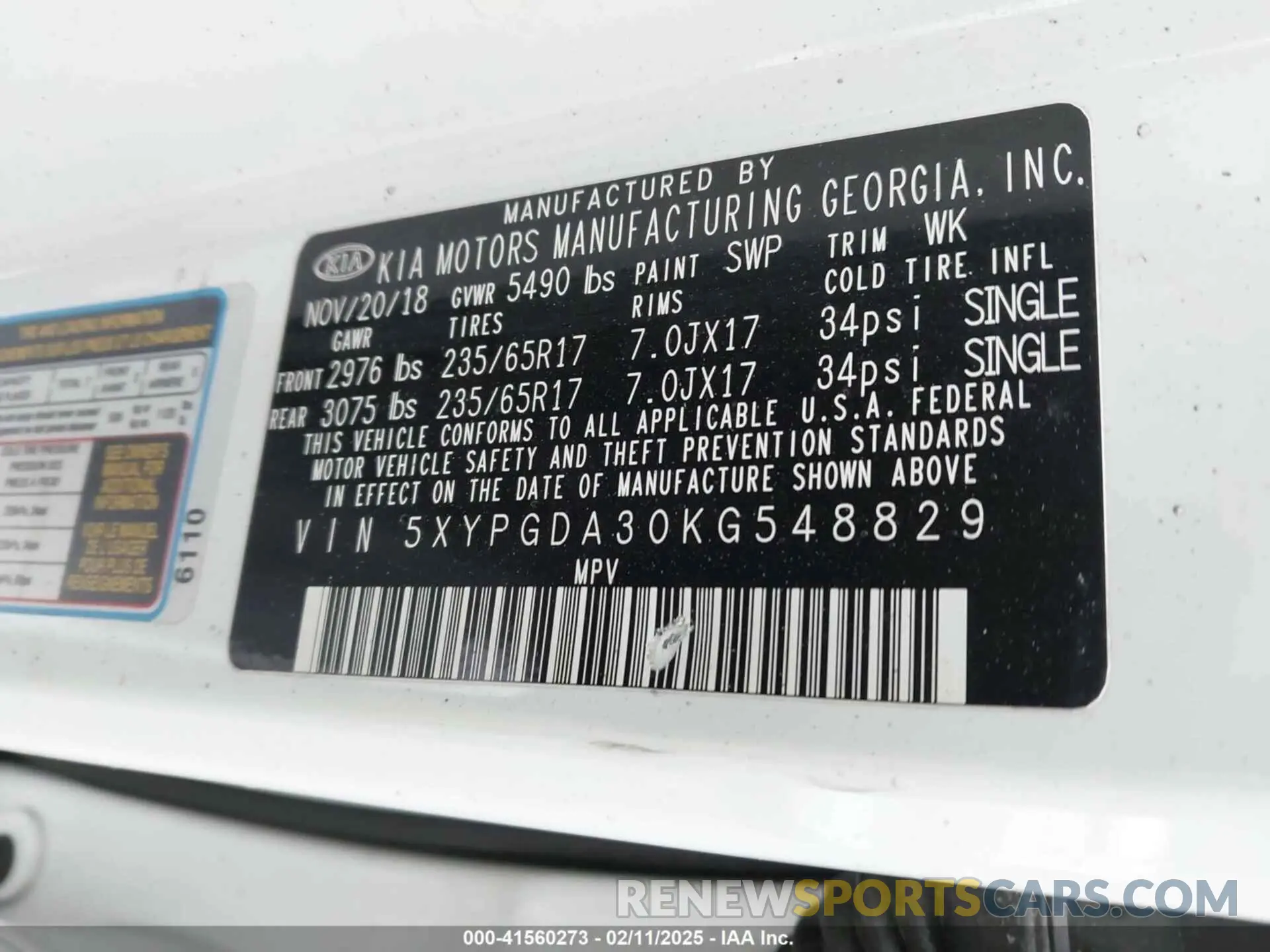 9 fotografías del automóvil dañado 5XYPGDA30KG548829 KIA SORENTO 2019