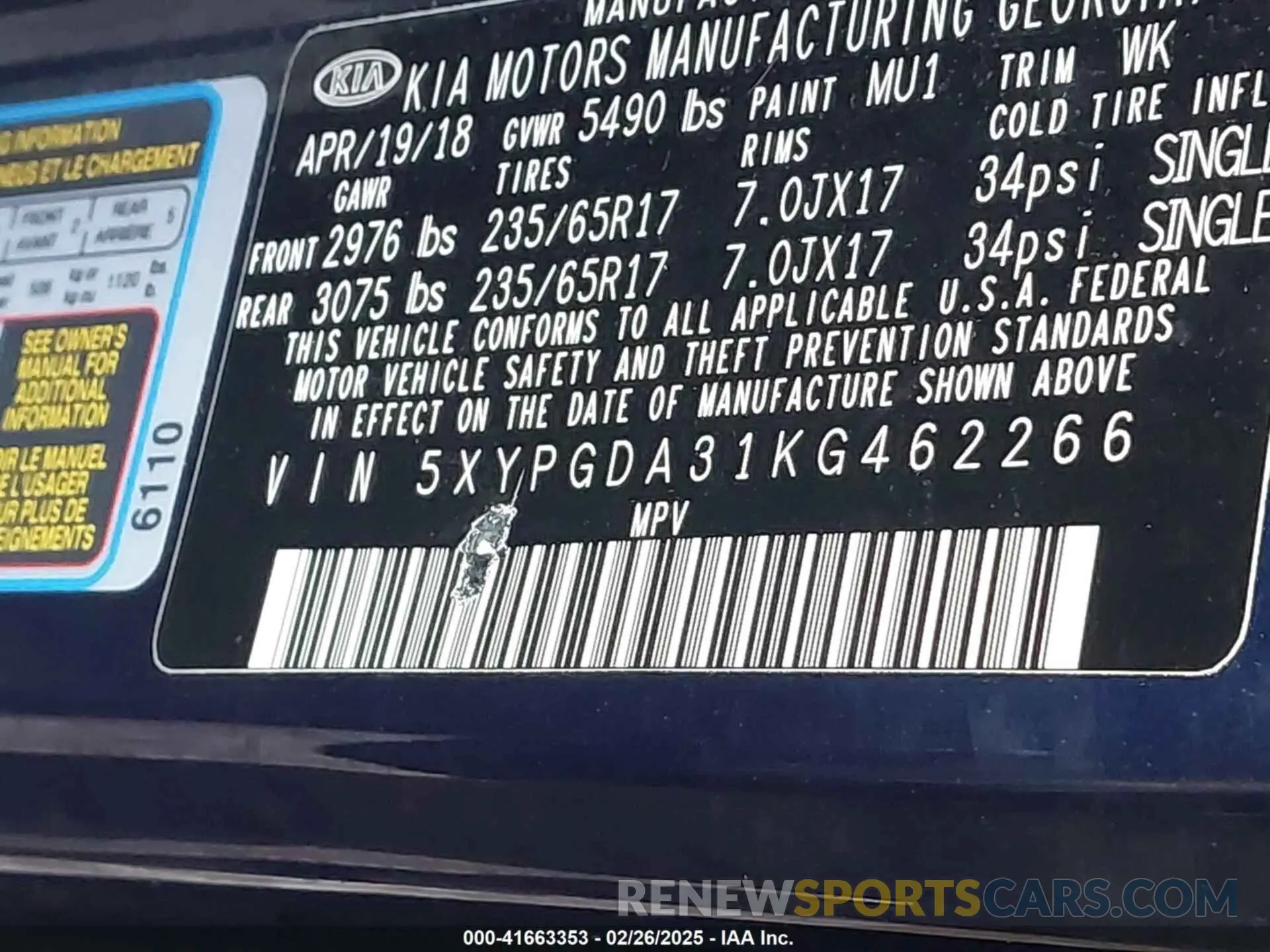 9 fotografías del automóvil dañado 5XYPGDA31KG462266 KIA SORENTO 2019