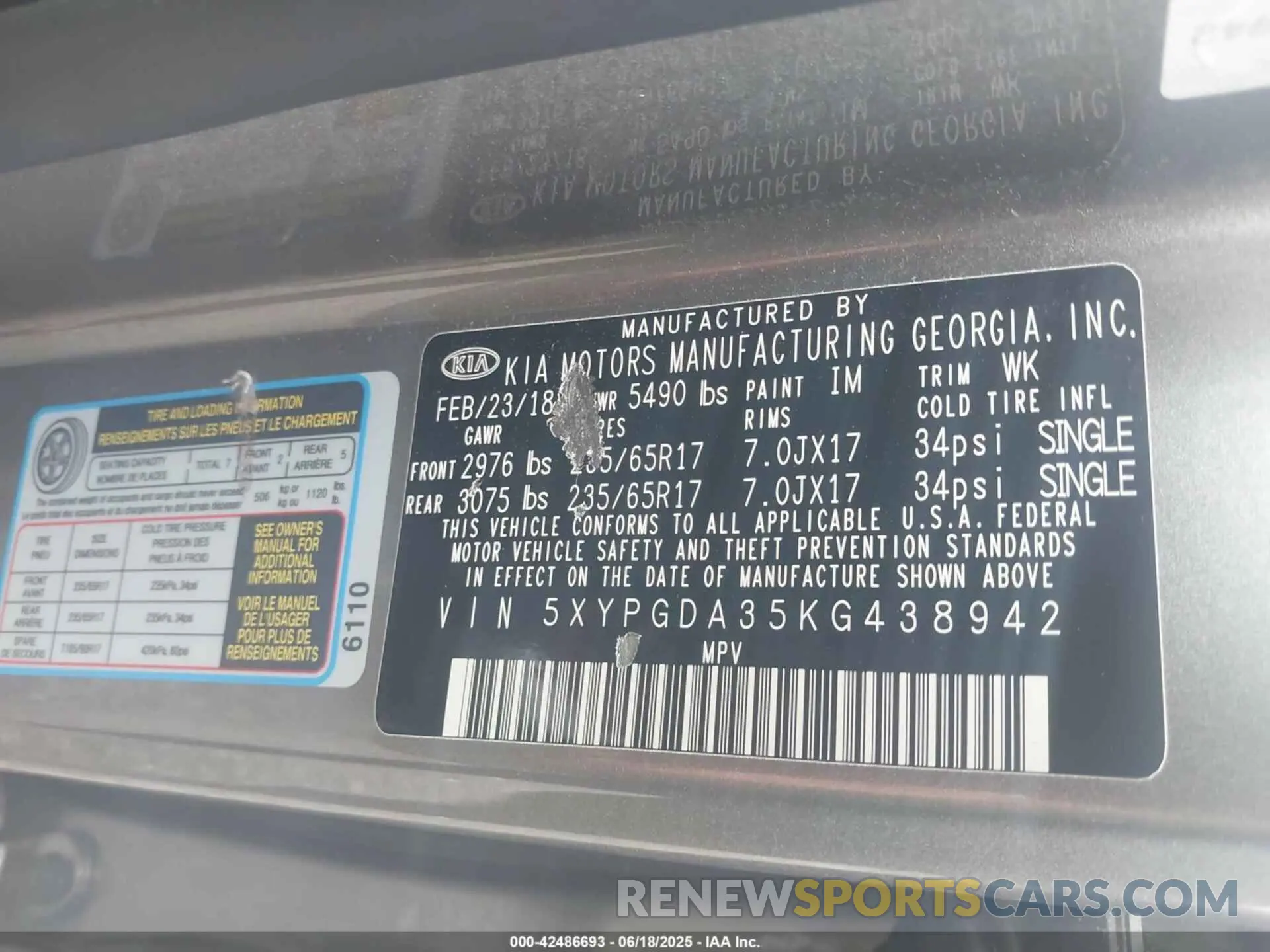 9 fotografías del automóvil dañado 5XYPGDA35KG438942 KIA SORENTO 2019