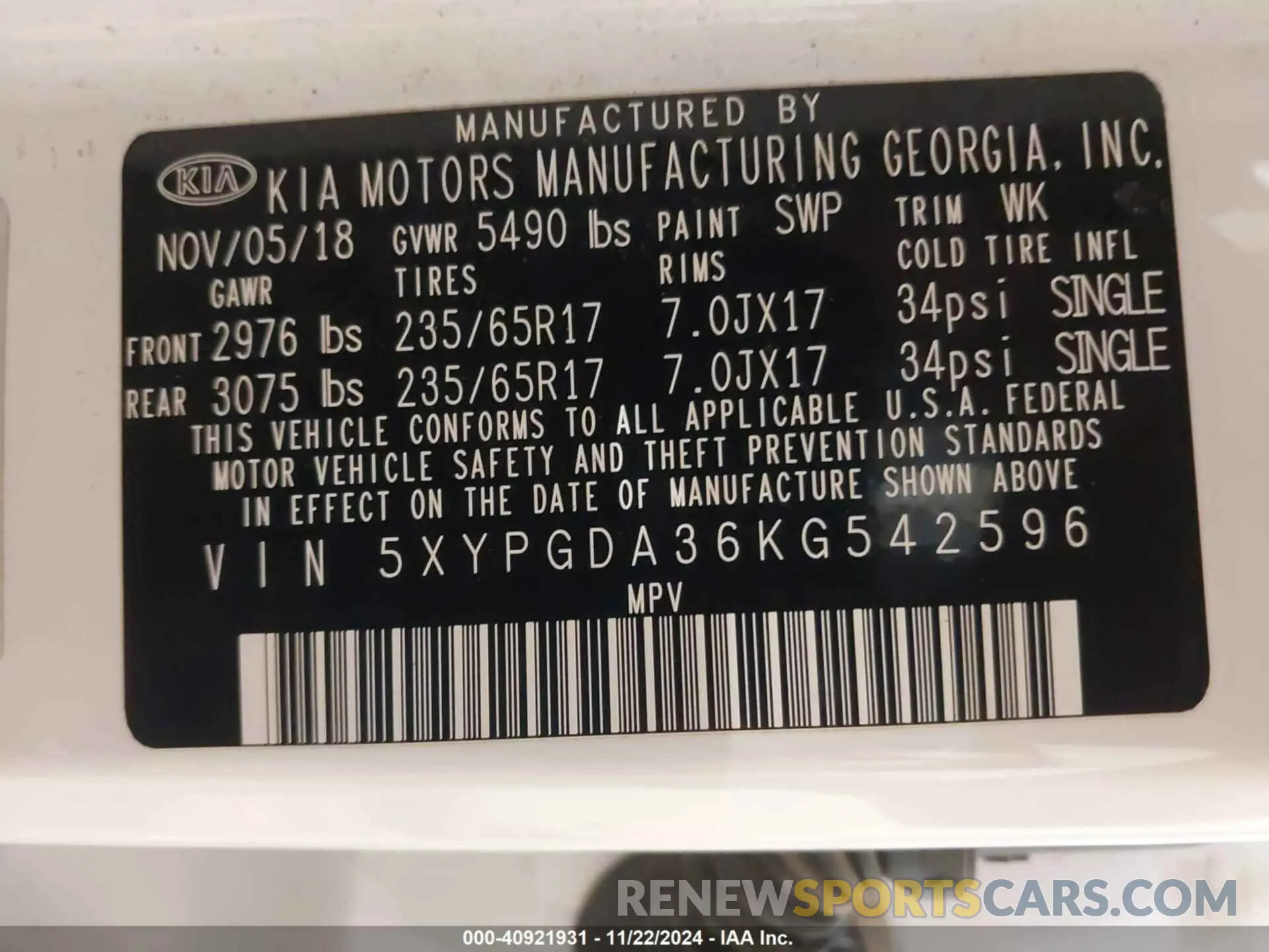 9 fotografías del automóvil dañado 5XYPGDA36KG542596 KIA SORENTO 2019