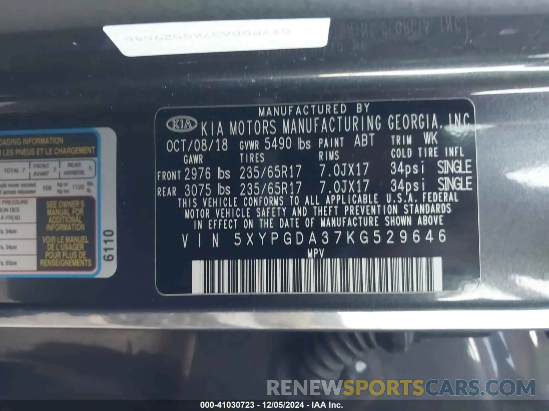 9 fotografías del automóvil dañado 5XYPGDA37KG529646 KIA SORENTO 2019