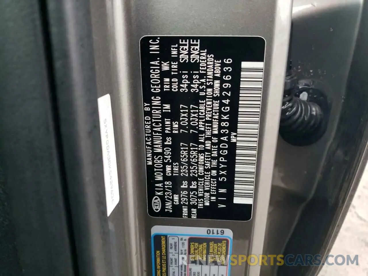 13 fotografías del automóvil dañado 5XYPGDA38KG429636 KIA SORENTO 2019