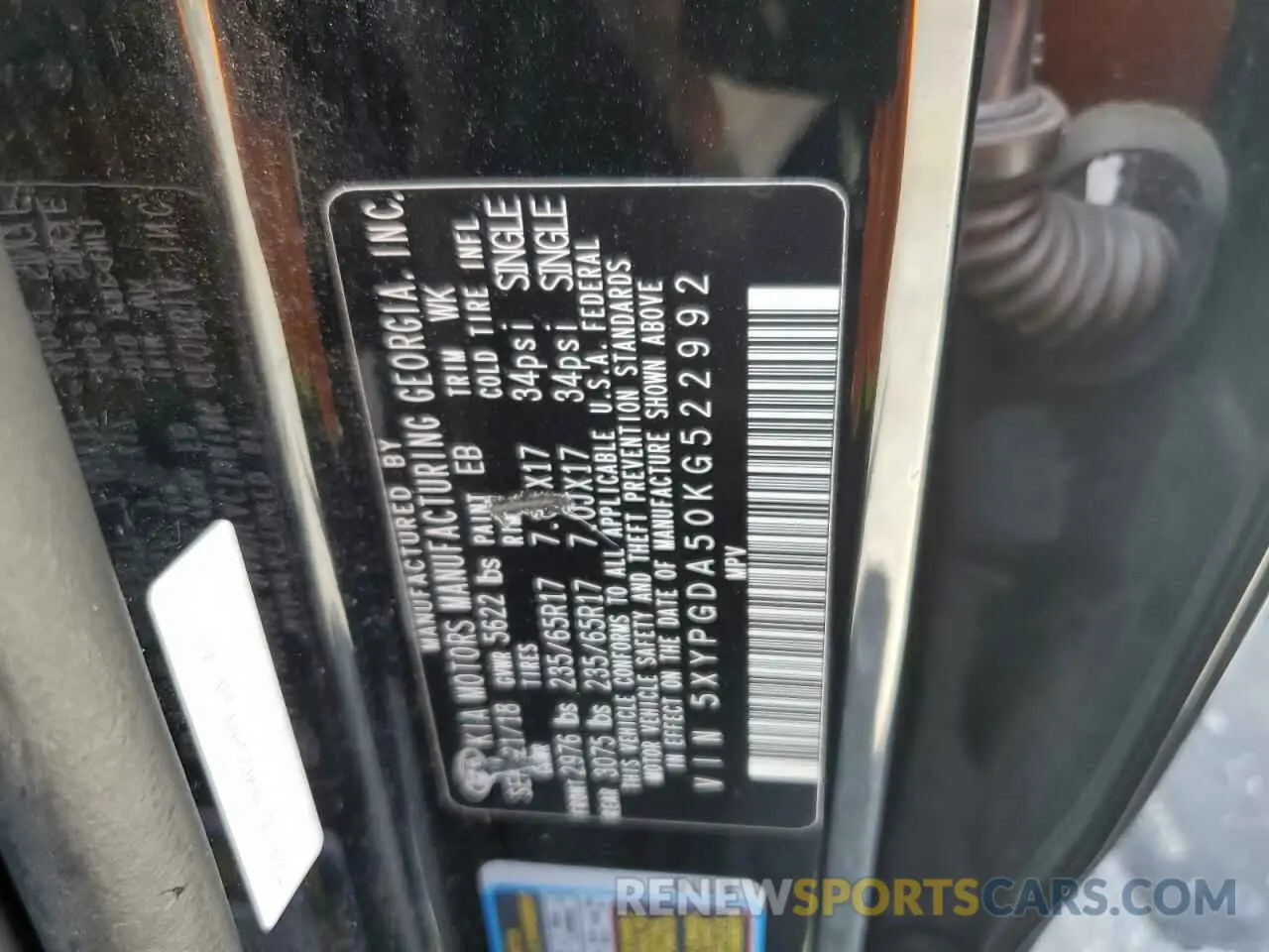 13 fotografías del automóvil dañado 5XYPGDA50KG522992 KIA SORENTO 2019