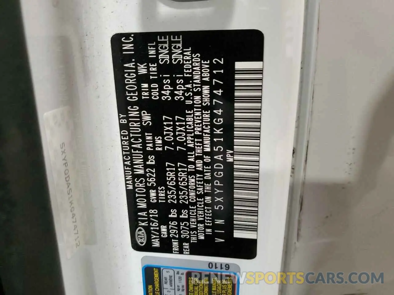 13 fotografías del automóvil dañado 5XYPGDA51KG474712 KIA SORENTO 2019