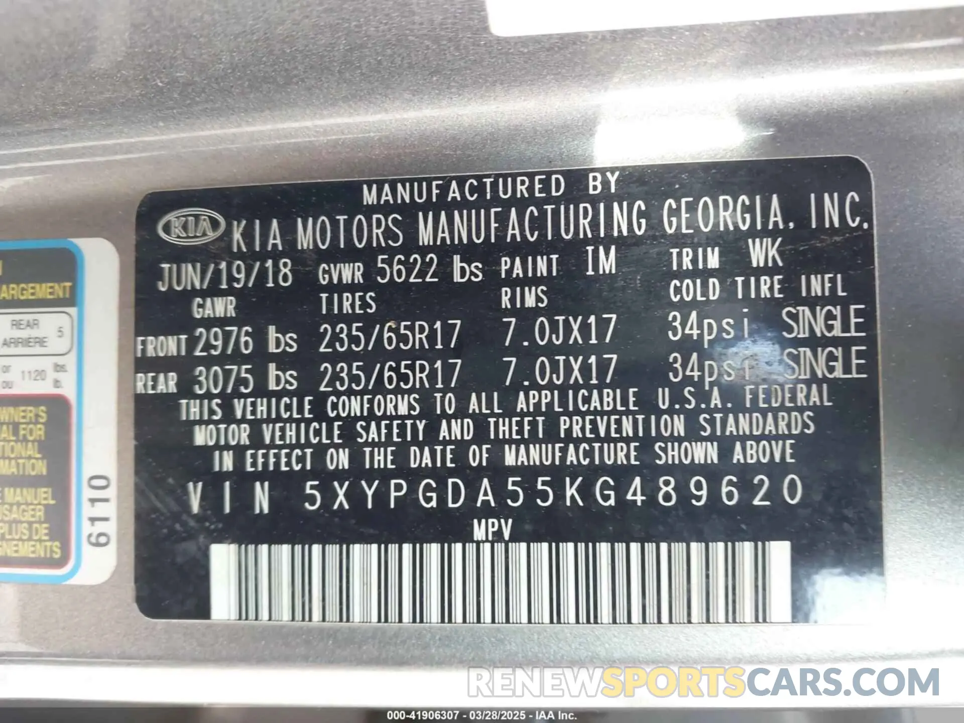 9 fotografías del automóvil dañado 5XYPGDA55KG489620 KIA SORENTO 2019