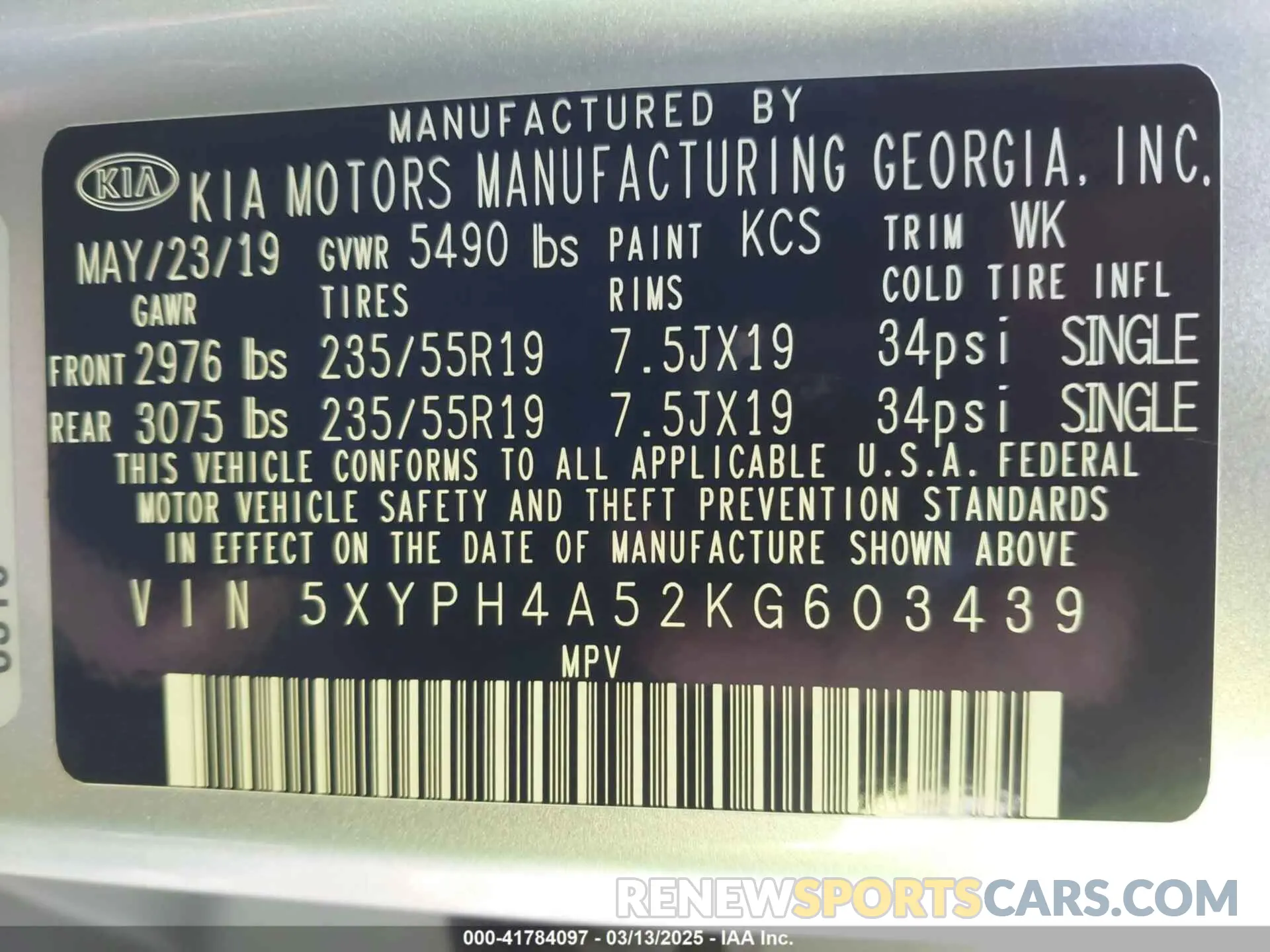 9 fotografías del automóvil dañado 5XYPH4A52KG603439 KIA SORENTO 2019