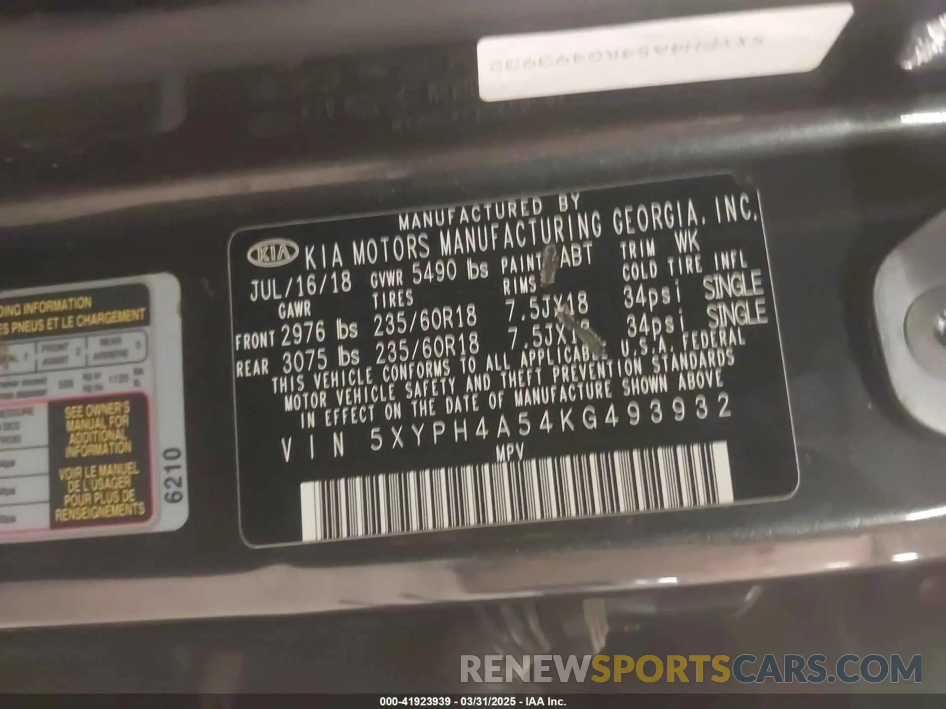 9 fotografías del automóvil dañado 5XYPH4A54KG493932 KIA SORENTO 2019