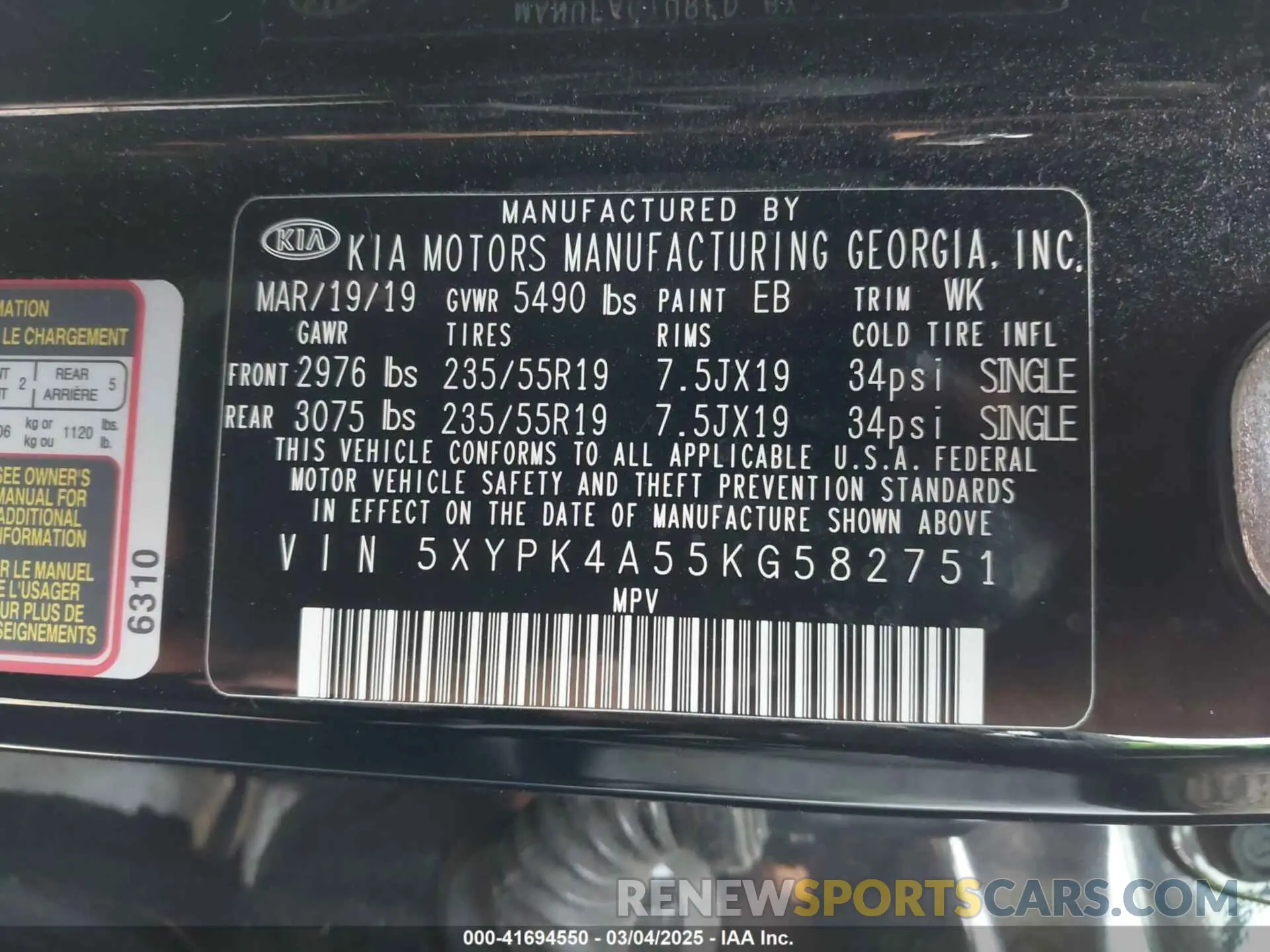 9 fotografías del automóvil dañado 5XYPK4A55KG582751 KIA SORENTO 2019