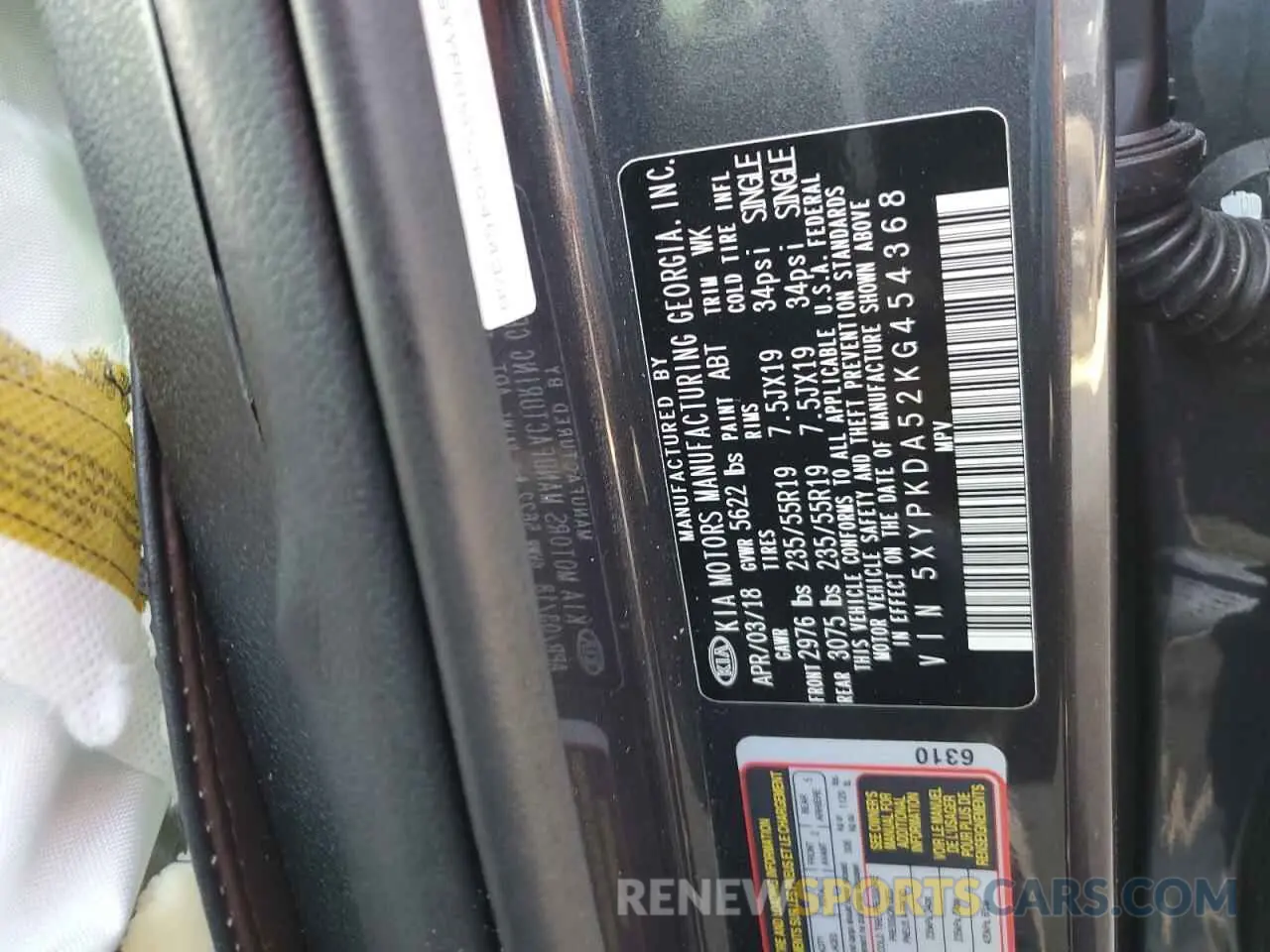 14 fotografías del automóvil dañado 5XYPKDA52KG454368 KIA SORENTO 2019