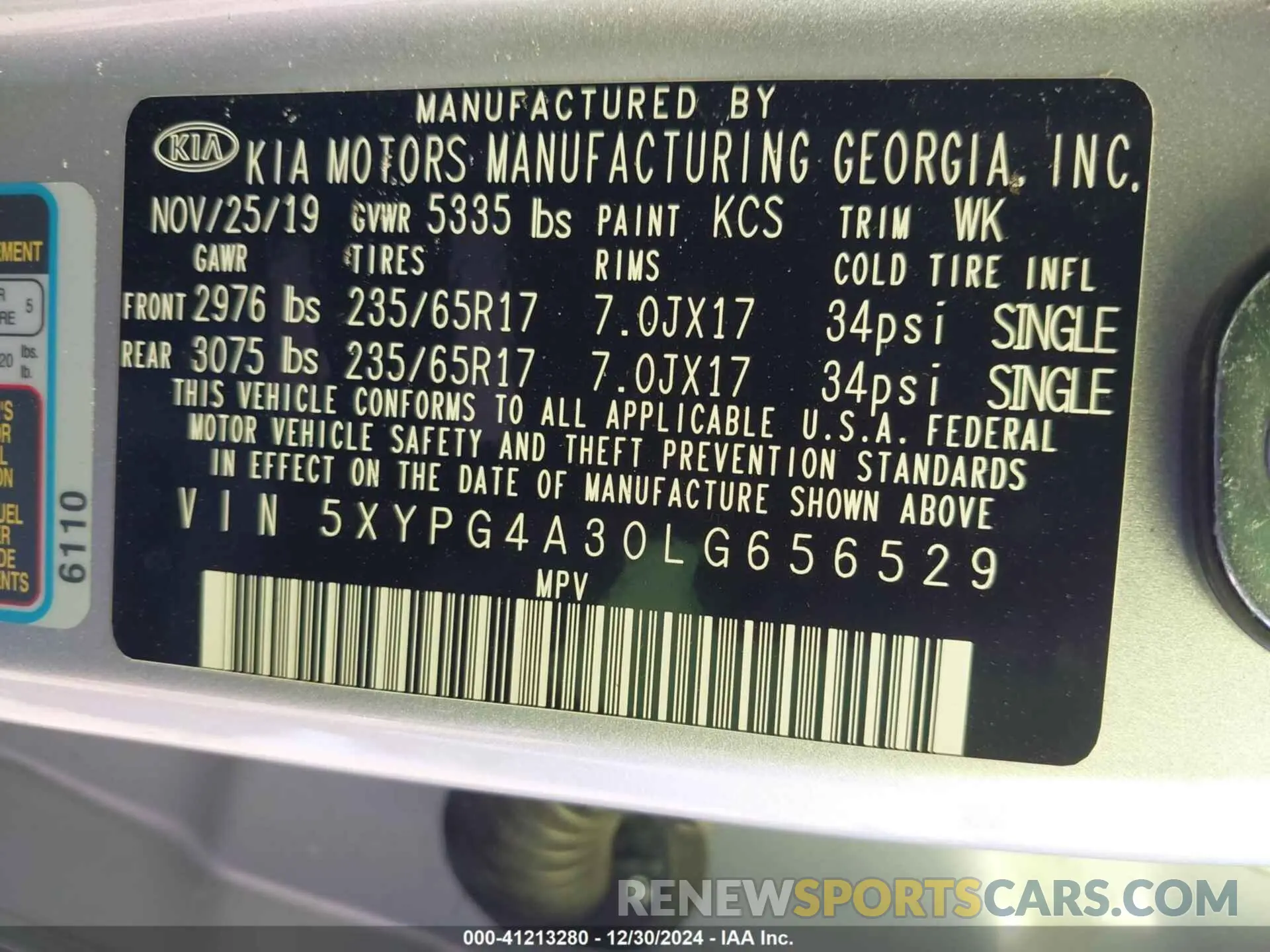9 fotografías del automóvil dañado 5XYPG4A30LG656529 KIA SORENTO 2020