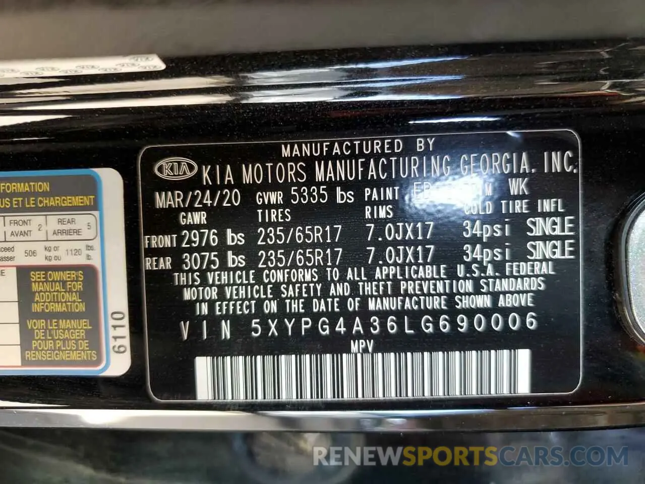 12 fotografías del automóvil dañado 5XYPG4A36LG690006 KIA SORENTO 2020