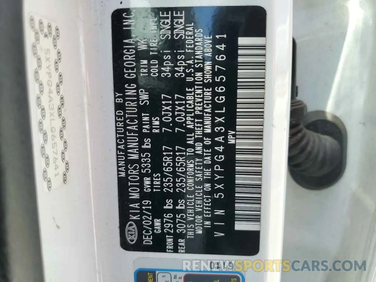 13 fotografías del automóvil dañado 5XYPG4A3XLG657641 KIA SORENTO 2020