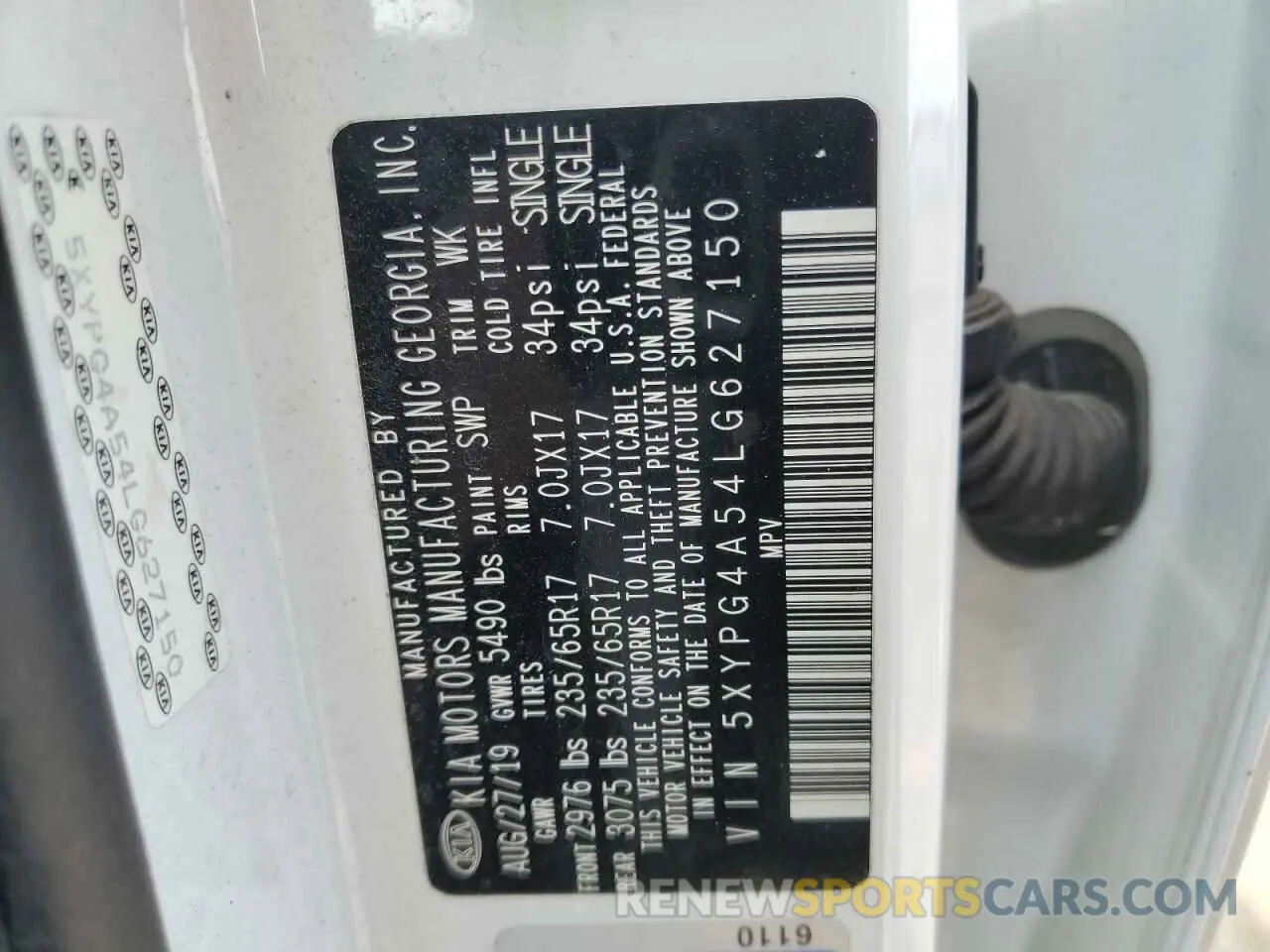 13 fotografías del automóvil dañado 5XYPG4A54LG627150 KIA SORENTO 2020