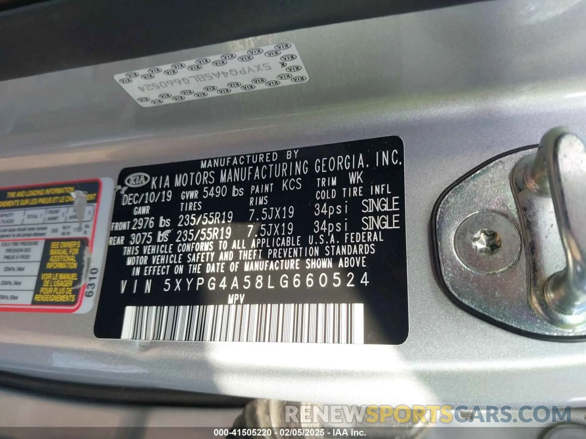 9 fotografías del automóvil dañado 5XYPG4A58LG660524 KIA SORENTO 2020
