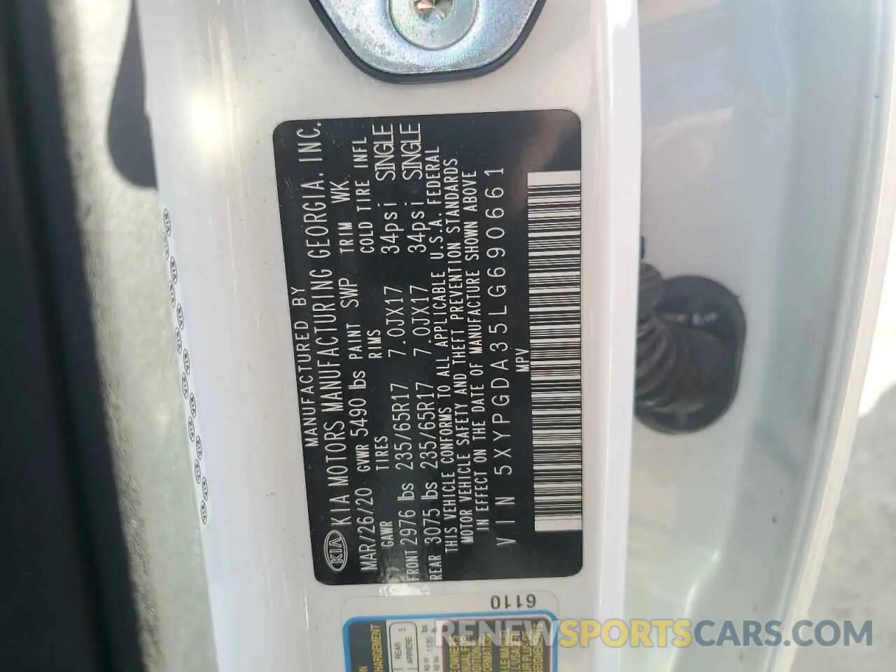 13 fotografías del automóvil dañado 5XYPGDA35LG690661 KIA SORENTO 2020