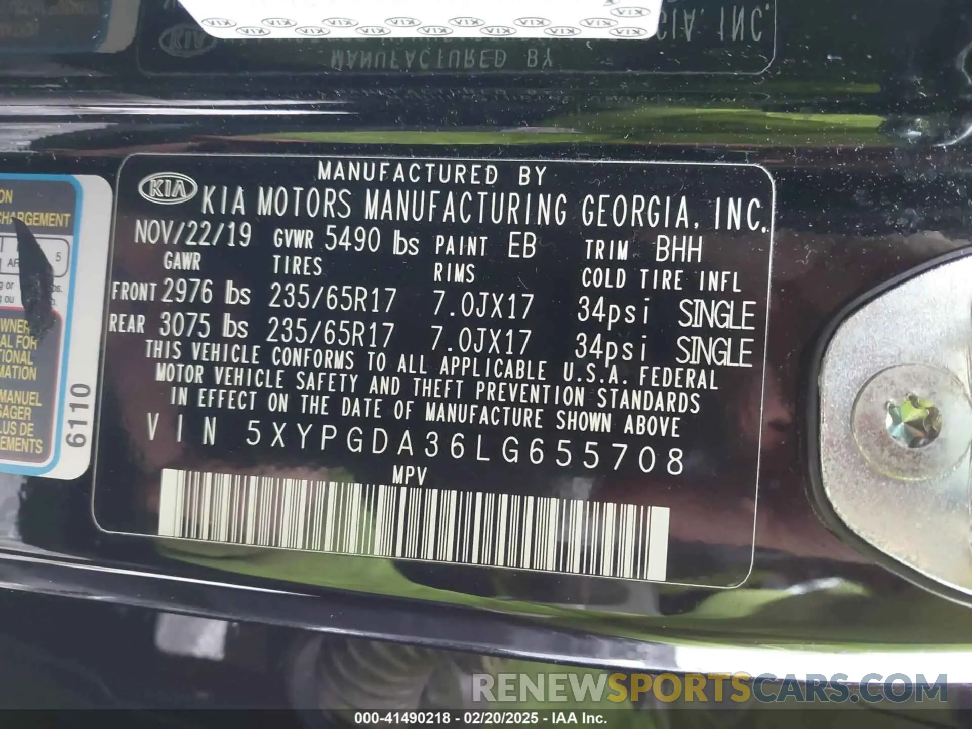 9 fotografías del automóvil dañado 5XYPGDA36LG655708 KIA SORENTO 2020