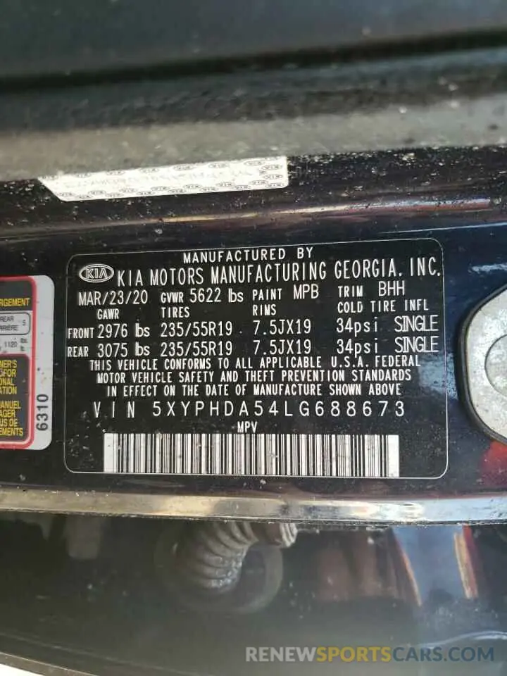 12 fotografías del automóvil dañado 5XYPHDA54LG688673 KIA SORENTO 2020