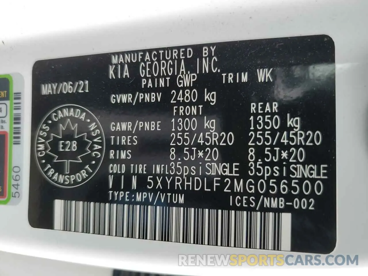 13 fotografías del automóvil dañado 5XYRHDLF2MG056500 KIA SORENTO 2021