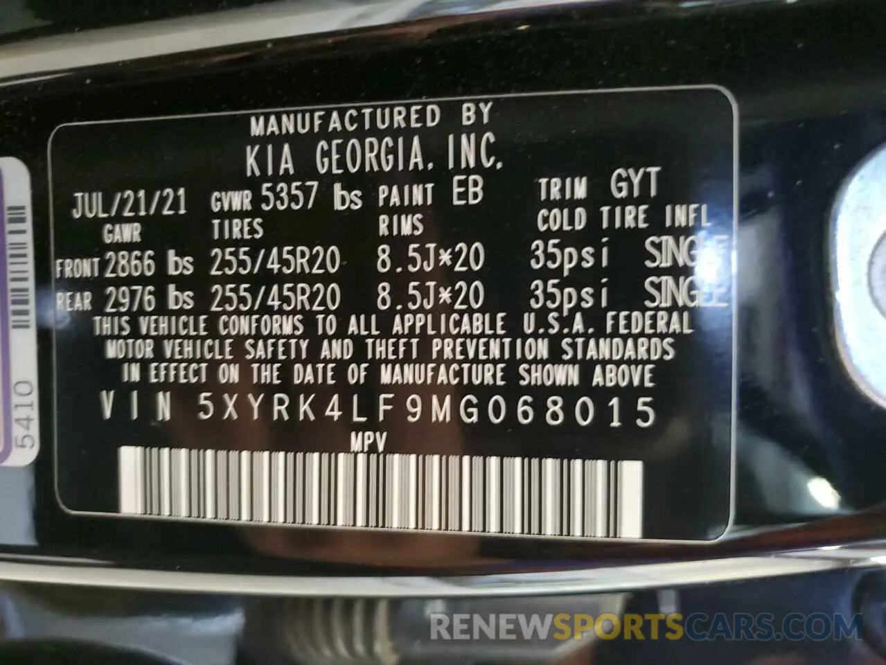 14 fotografías del automóvil dañado 5XYRK4LF9MG068015 KIA SORENTO 2021