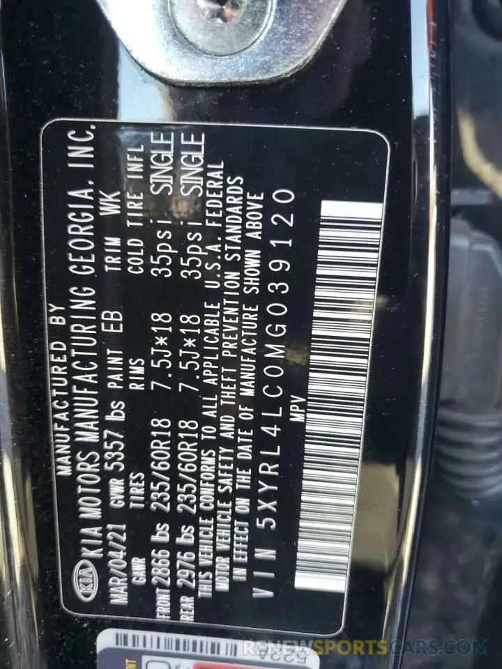 15 fotografías del automóvil dañado 5XYRL4LC0MG039120 KIA SORENTO 2021