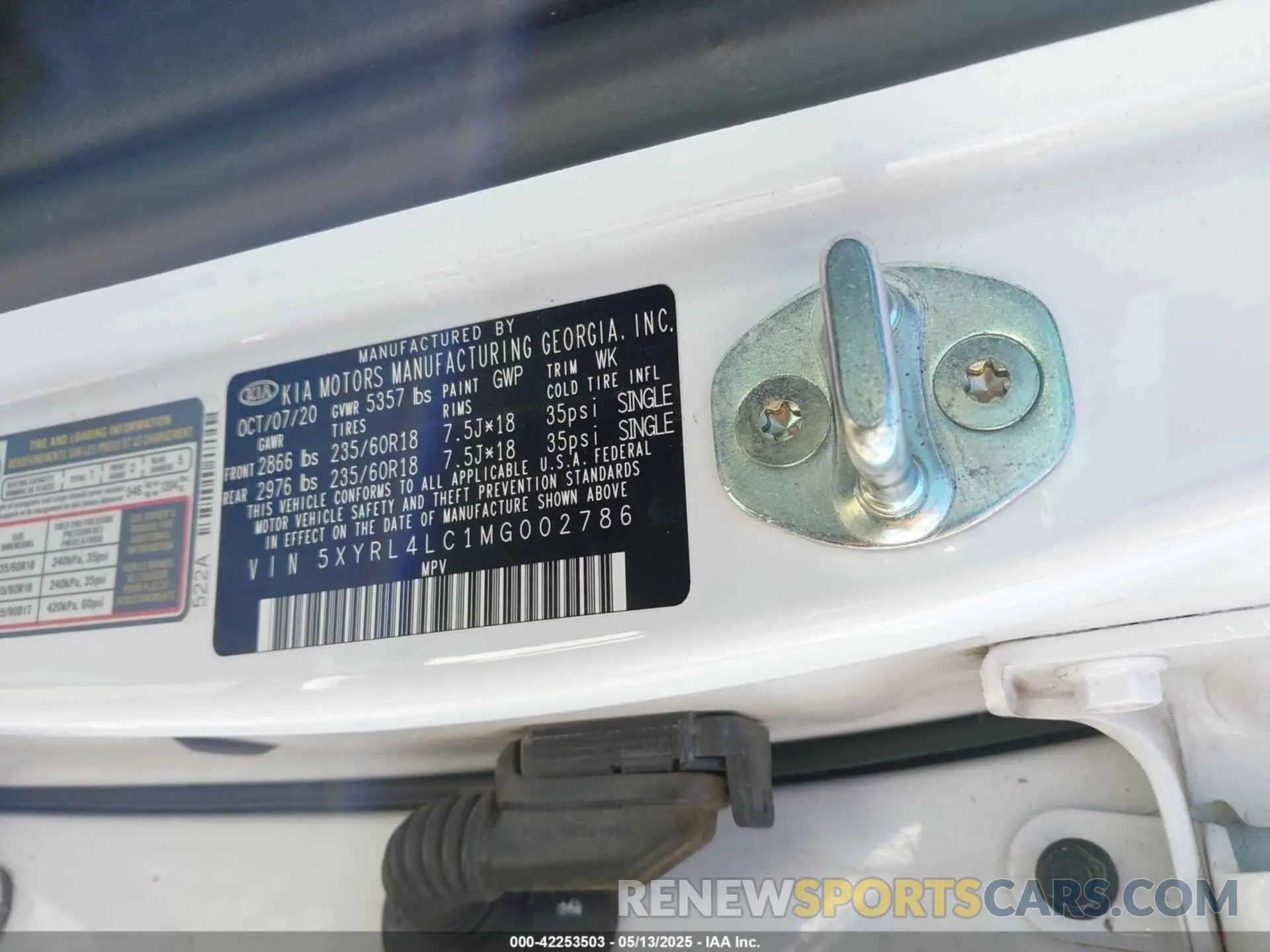 9 fotografías del automóvil dañado 5XYRL4LC1MG002786 KIA SORENTO 2021