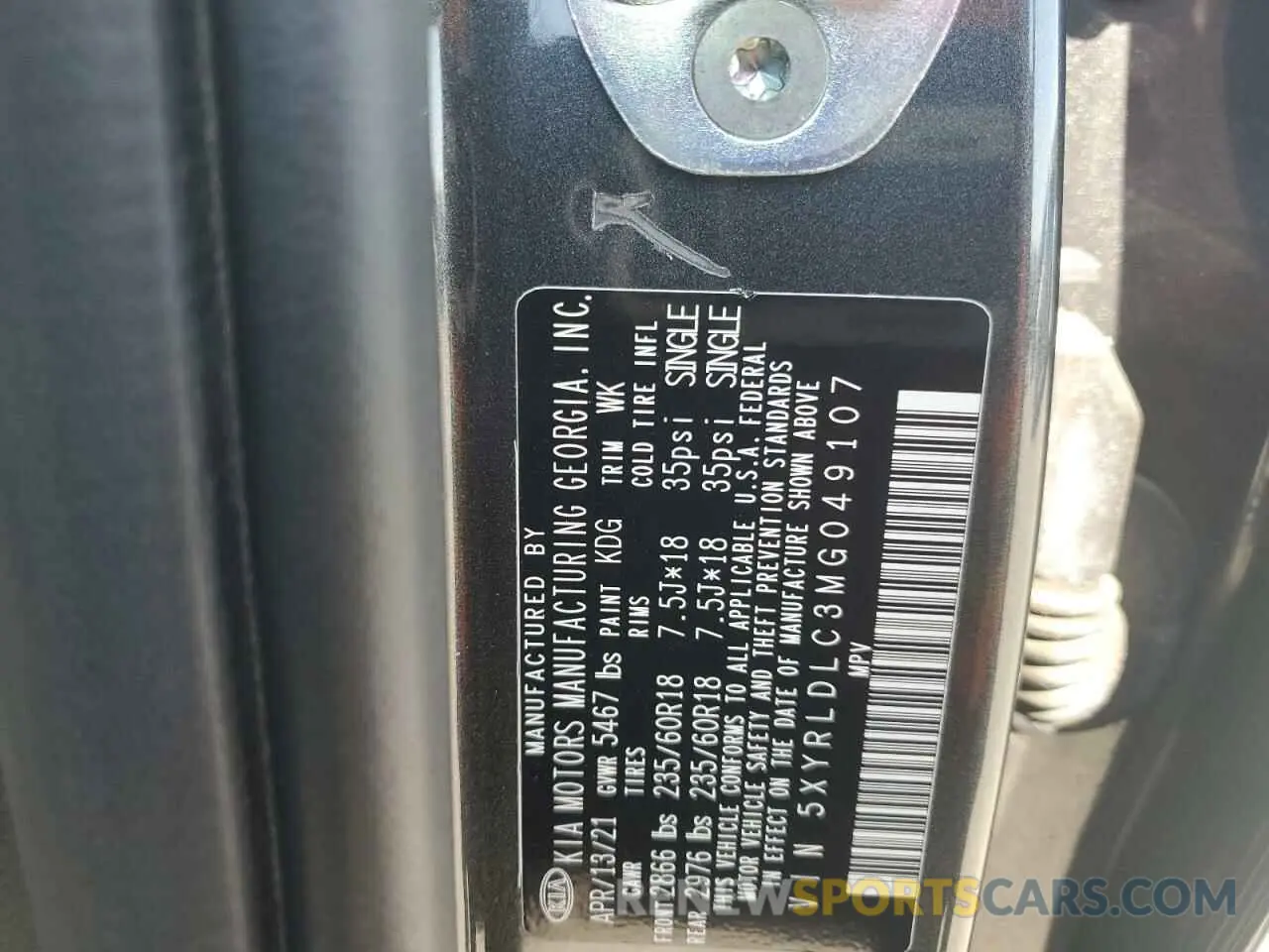 13 fotografías del automóvil dañado 5XYRLDLC3MG049107 KIA SORENTO 2021