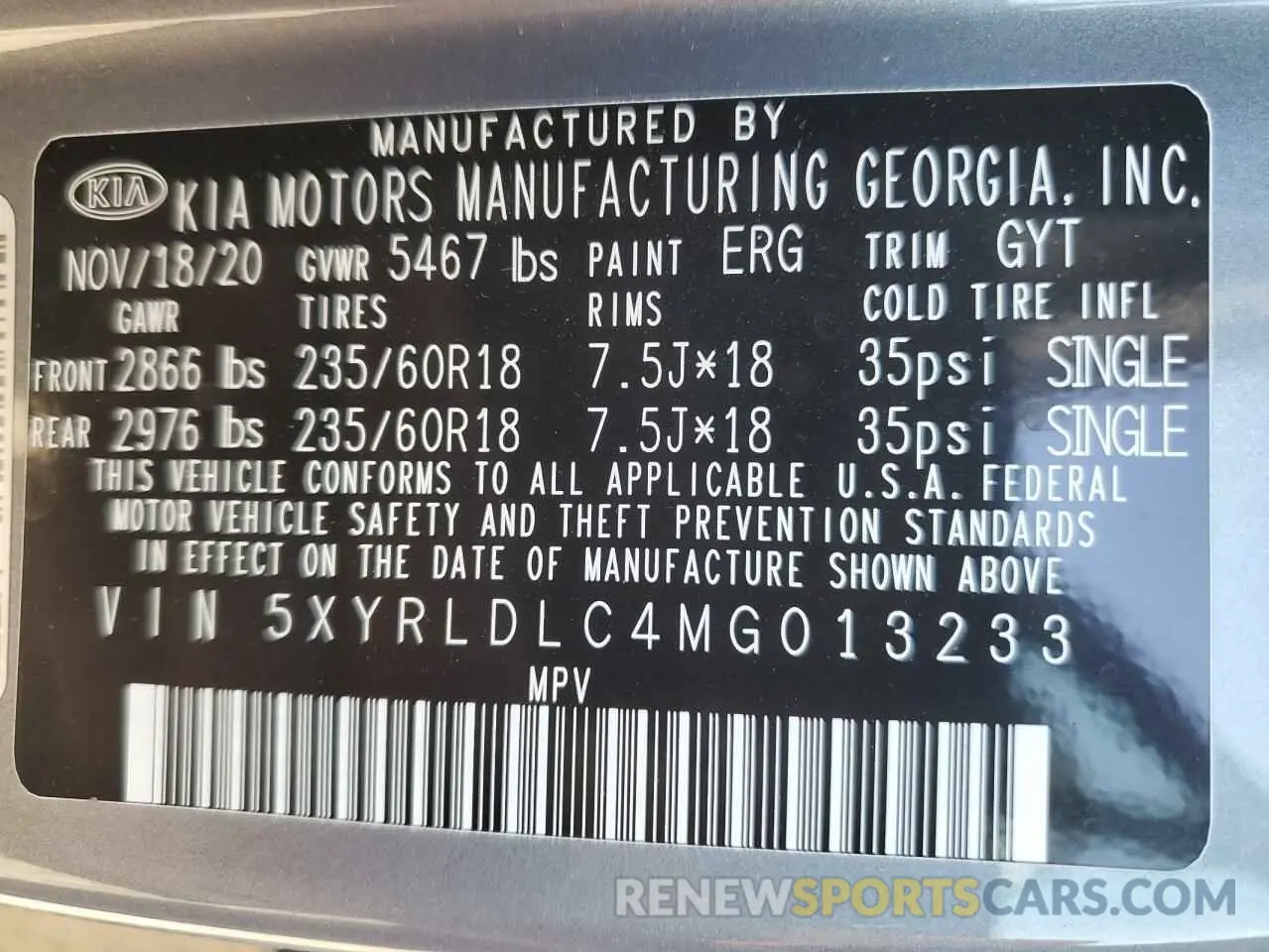 13 fotografías del automóvil dañado 5XYRLDLC4MG013233 KIA SORENTO 2021