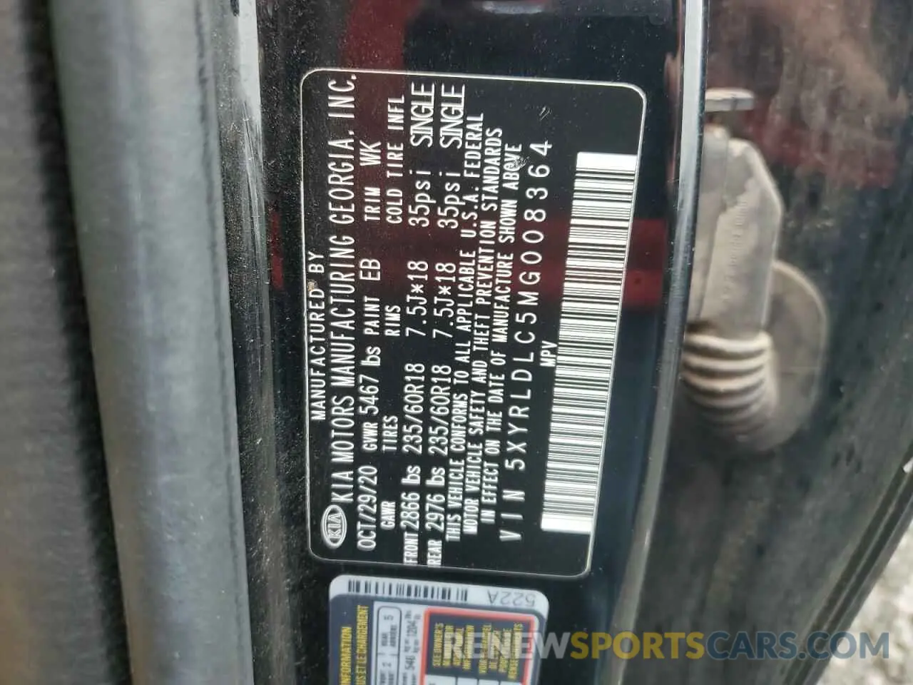 12 fotografías del automóvil dañado 5XYRLDLC5MG008364 KIA SORENTO 2021