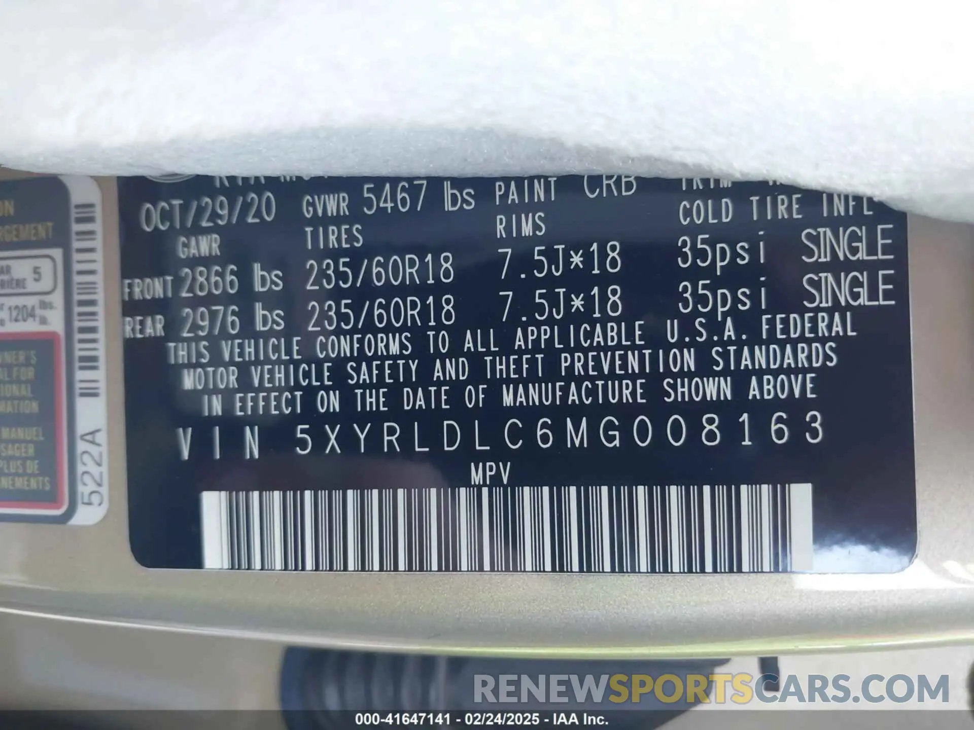 9 fotografías del automóvil dañado 5XYRLDLC6MG008163 KIA SORENTO 2021