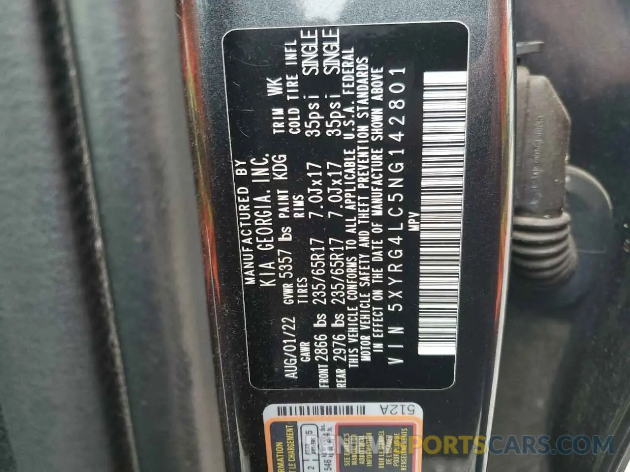 13 fotografías del automóvil dañado 5XYRG4LC5NG142801 KIA SORENTO 2022