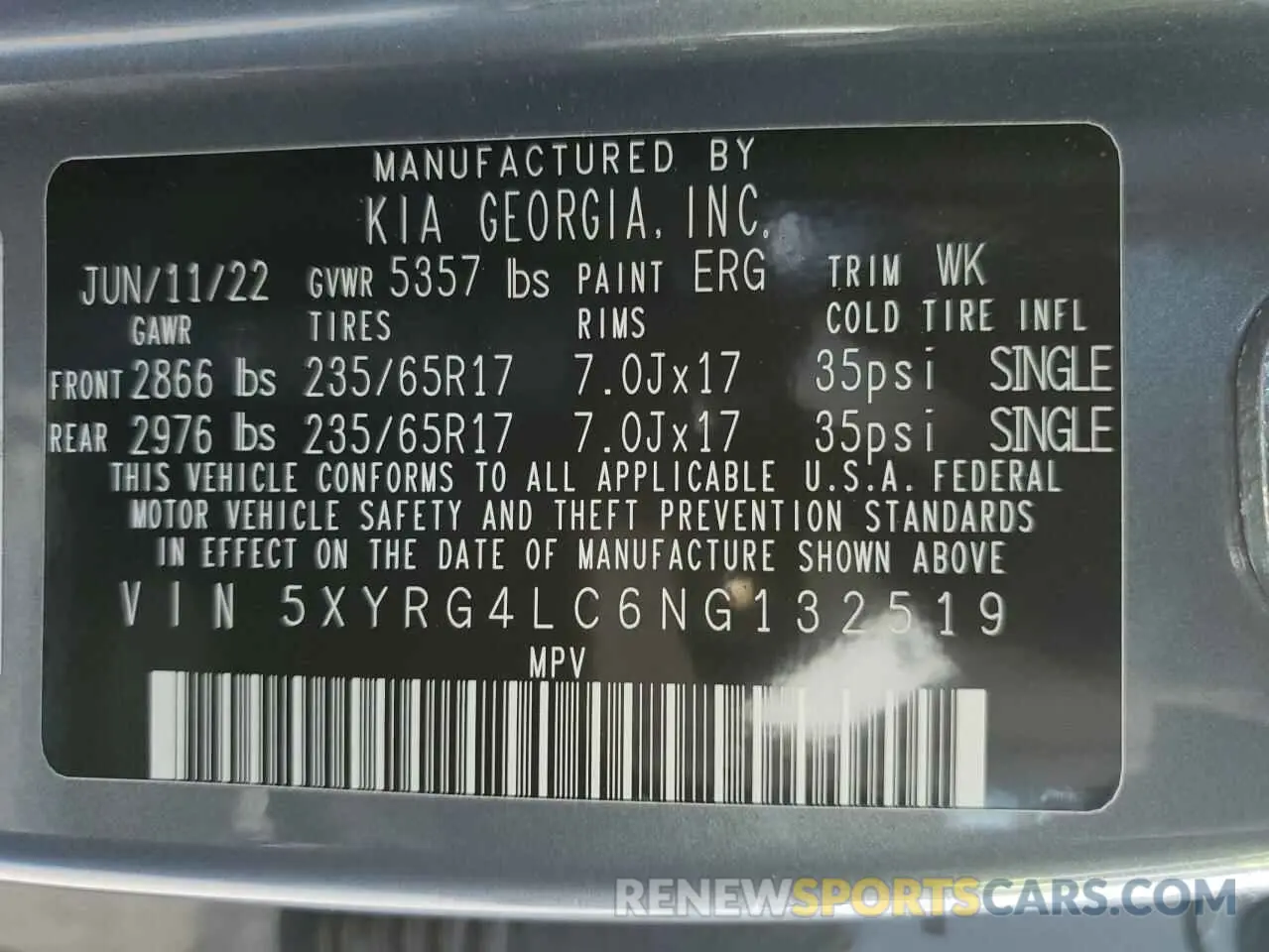 15 fotografías del automóvil dañado 5XYRG4LC6NG132519 KIA SORENTO 2022