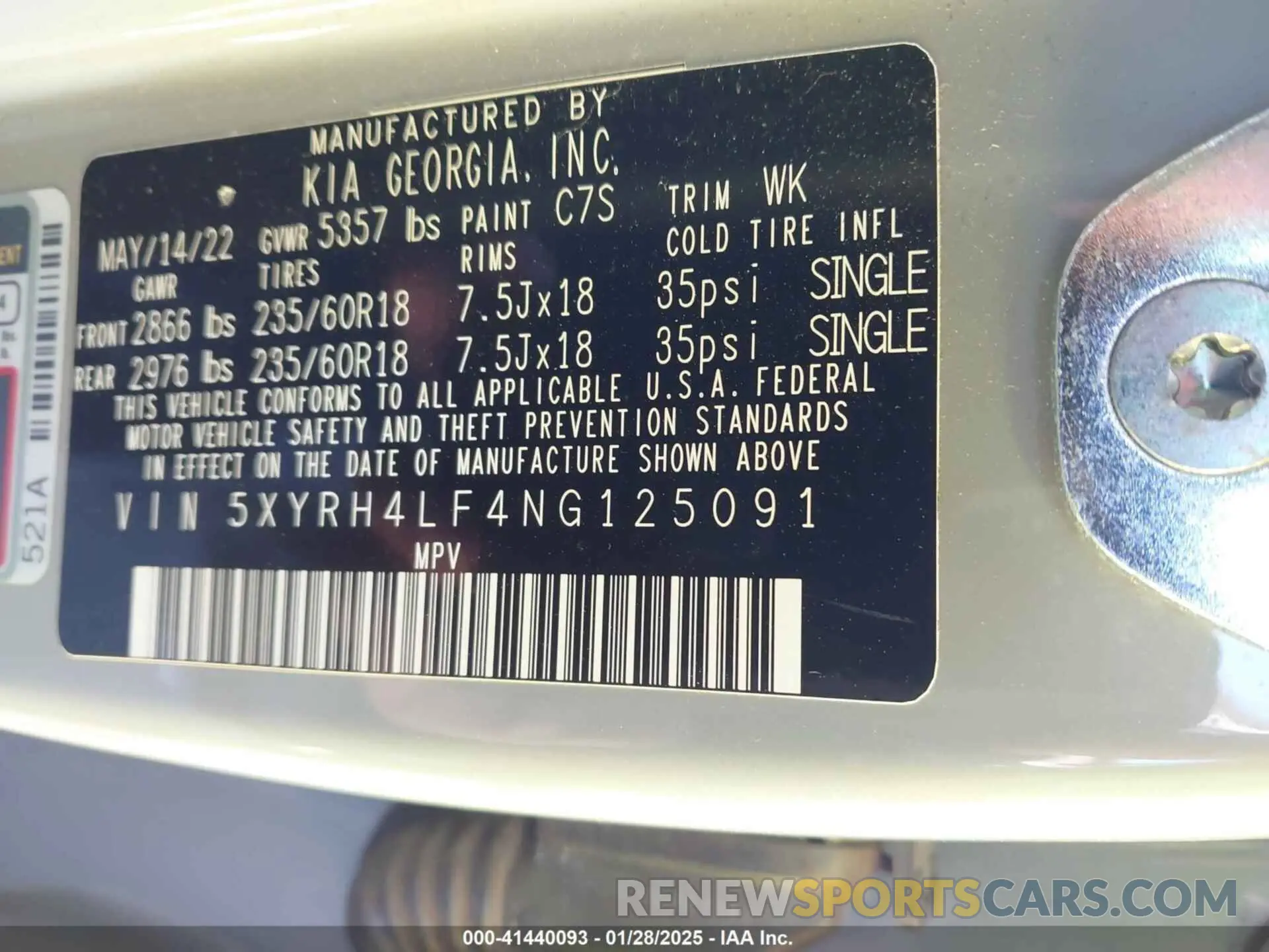 9 fotografías del automóvil dañado 5XYRH4LF4NG125091 KIA SORENTO 2022