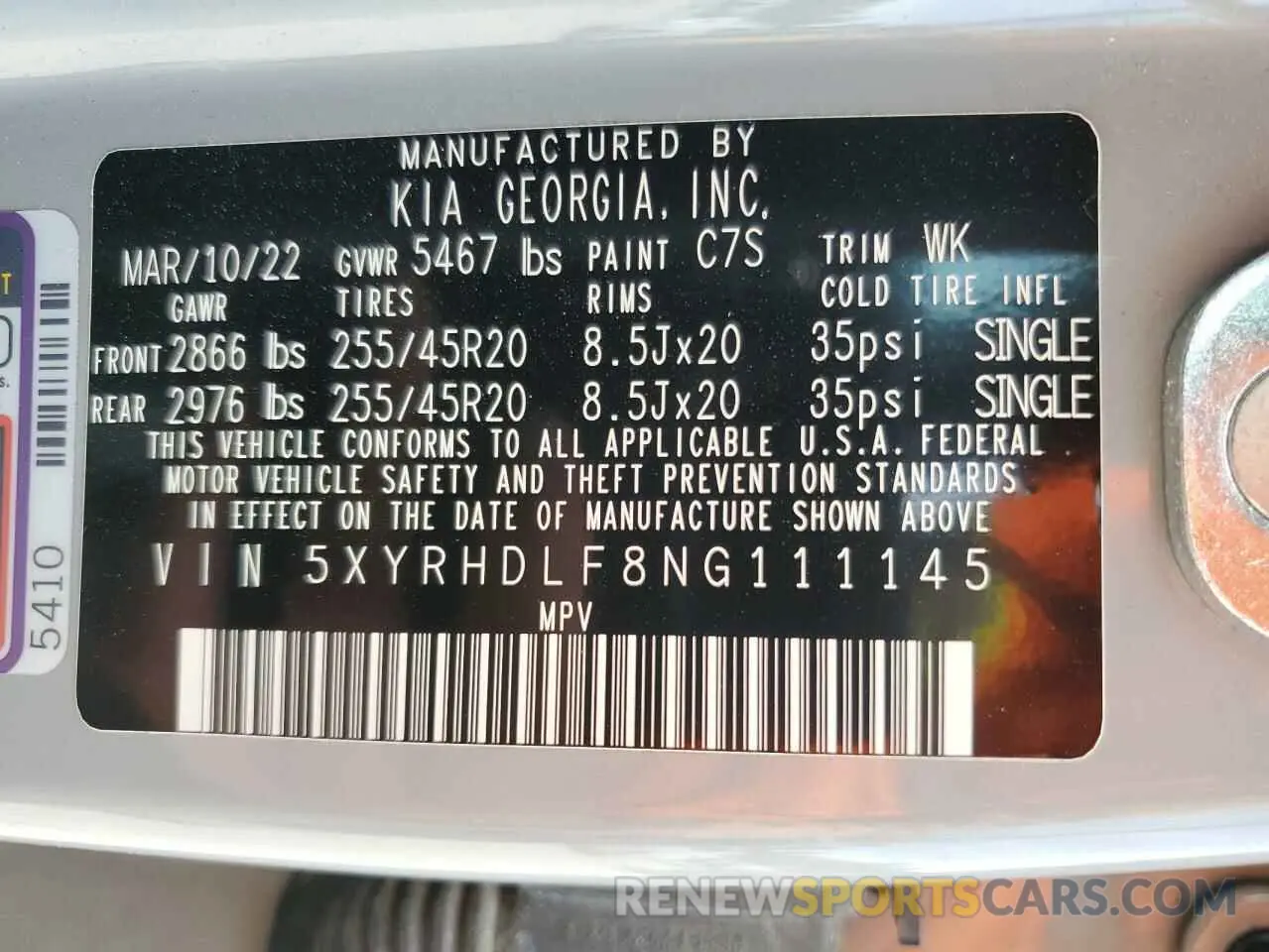 14 fotografías del automóvil dañado 5XYRHDLF8NG111145 KIA SORENTO 2022