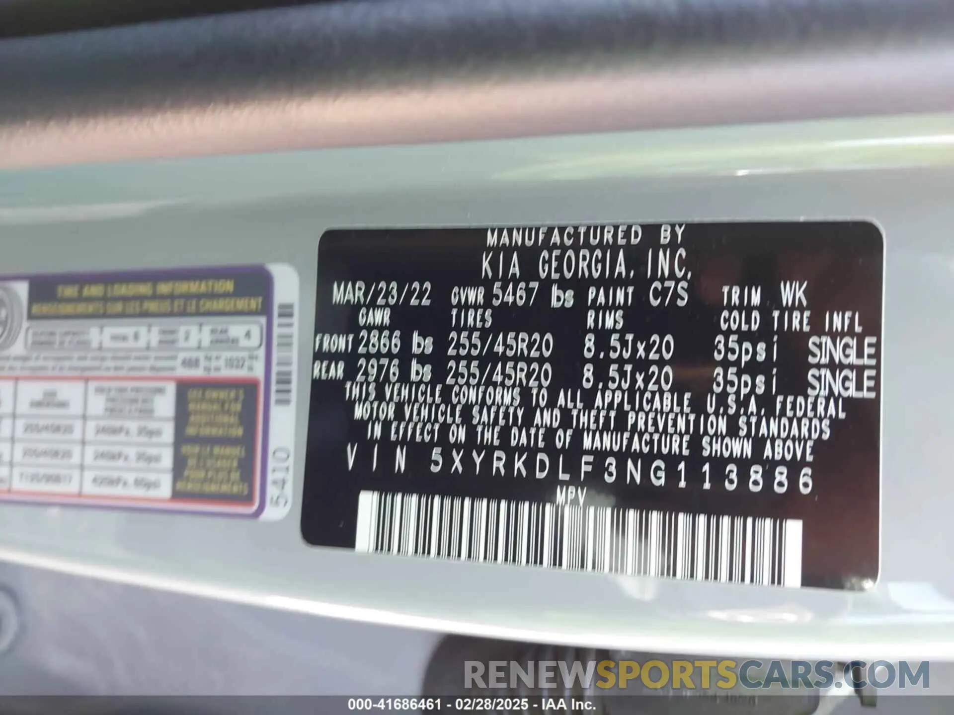 9 fotografías del automóvil dañado 5XYRKDLF3NG113886 KIA SORENTO 2022