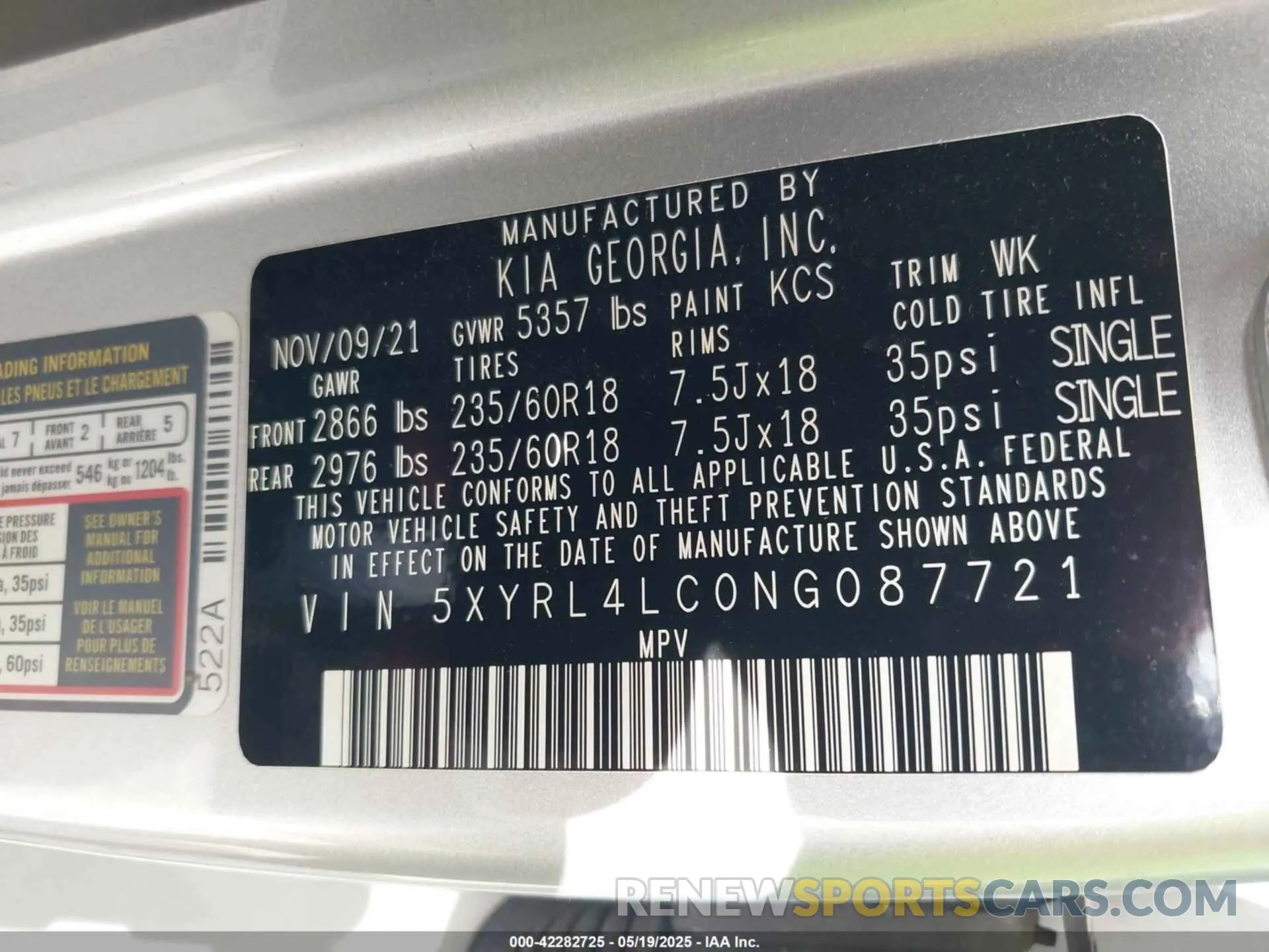 9 fotografías del automóvil dañado 5XYRL4LC0NG087721 KIA SORENTO 2022