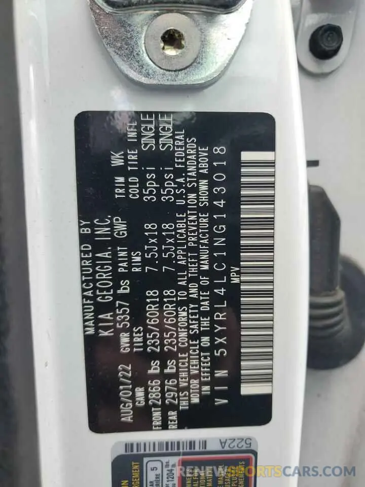 14 fotografías del automóvil dañado 5XYRL4LC1NG143018 KIA SORENTO 2022