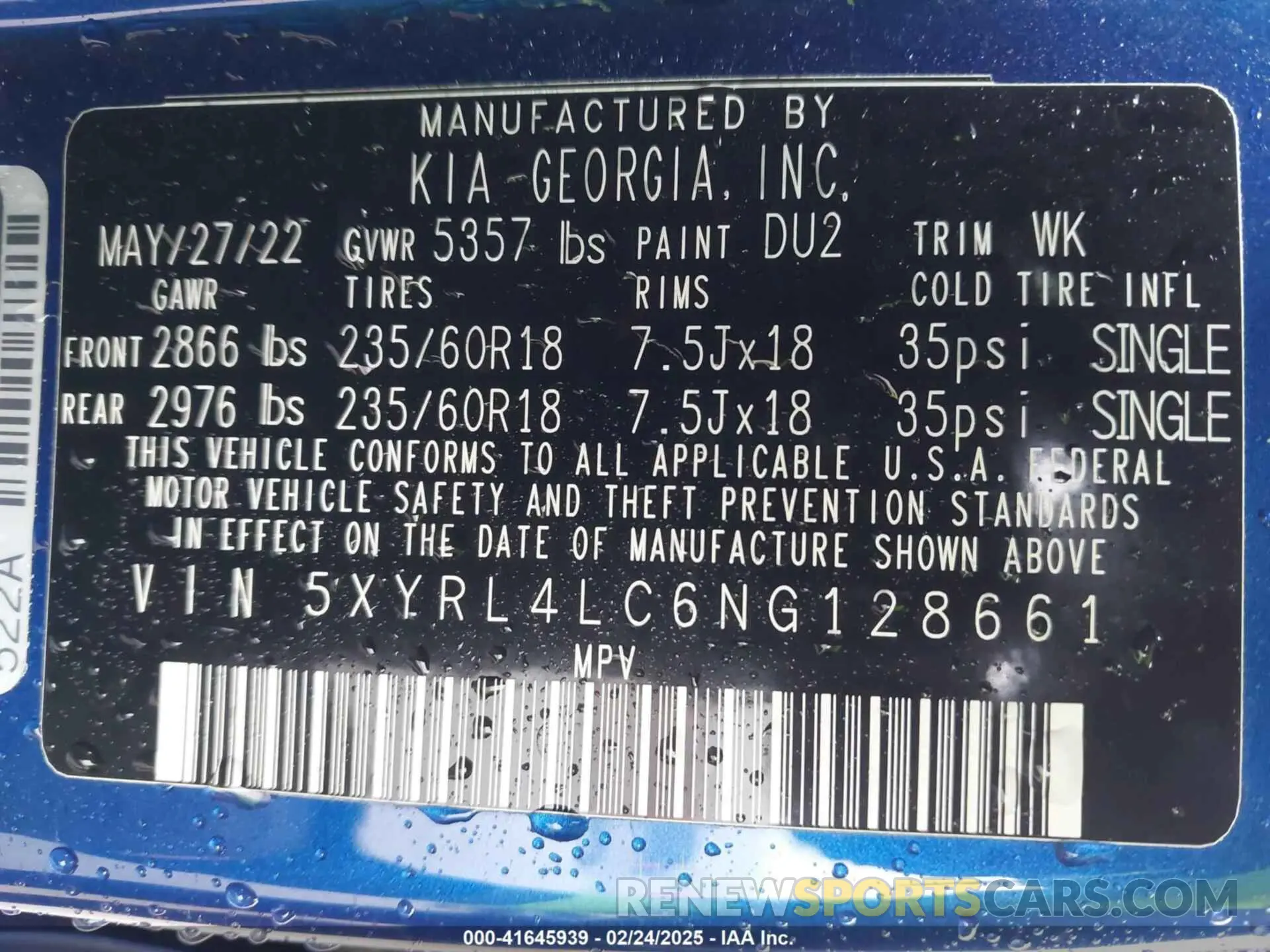 9 fotografías del automóvil dañado 5XYRL4LC6NG128661 KIA SORENTO 2022