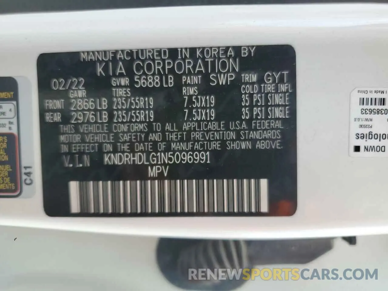 13 fotografías del automóvil dañado KNDRHDLG1N5096991 KIA SORENTO 2022