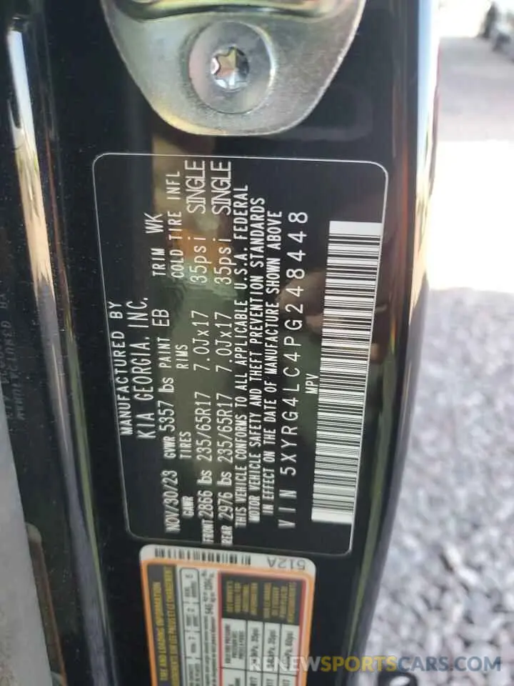 14 fotografías del automóvil dañado 5XYRG4LC4PG248448 KIA SORENTO 2023