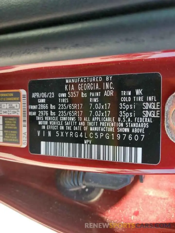 15 fotografías del automóvil dañado 5XYRG4LC5PG197607 KIA SORENTO 2023