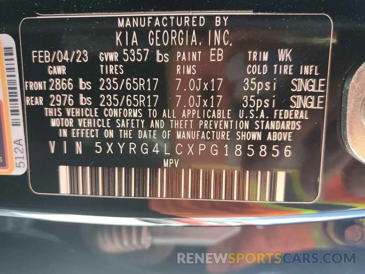 13 fotografías del automóvil dañado 5XYRG4LCXPG185856 KIA SORENTO 2023