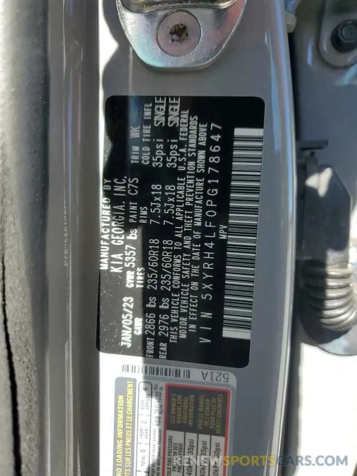13 fotografías del automóvil dañado 5XYRH4LF0PG178647 KIA SORENTO 2023
