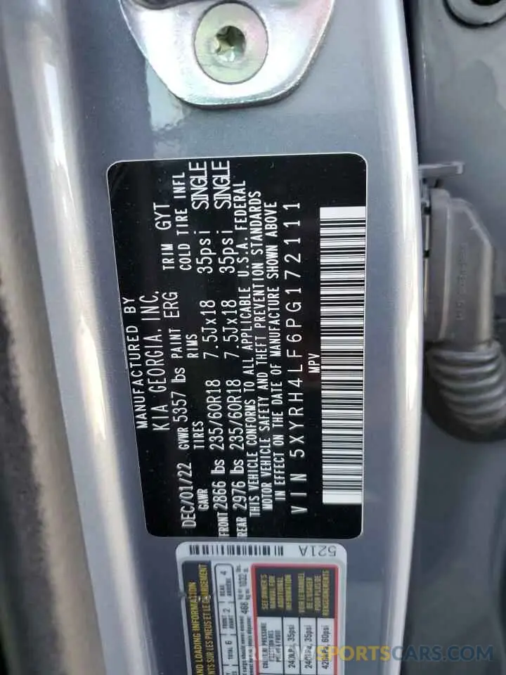 13 fotografías del automóvil dañado 5XYRH4LF6PG172111 KIA SORENTO 2023