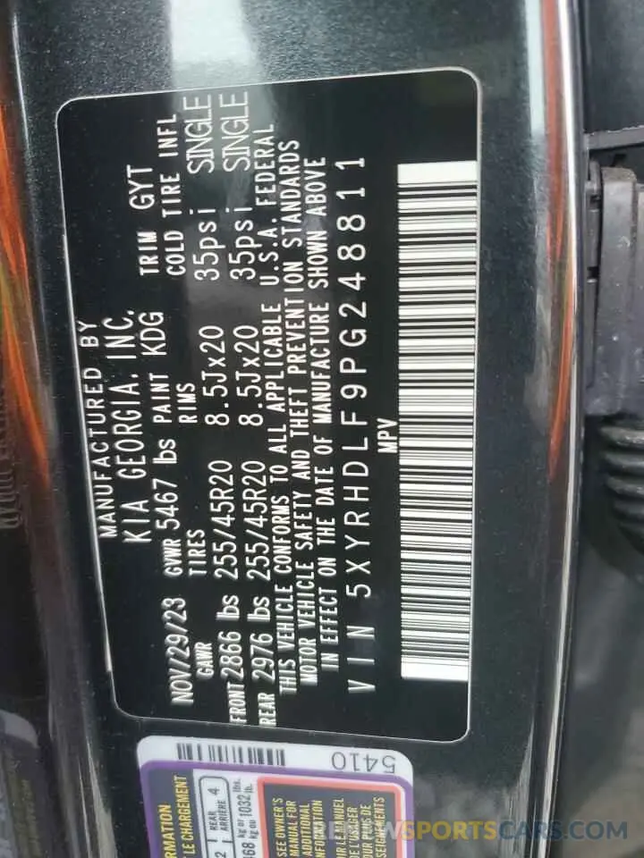 15 fotografías del automóvil dañado 5XYRHDLF9PG248811 KIA SORENTO 2023