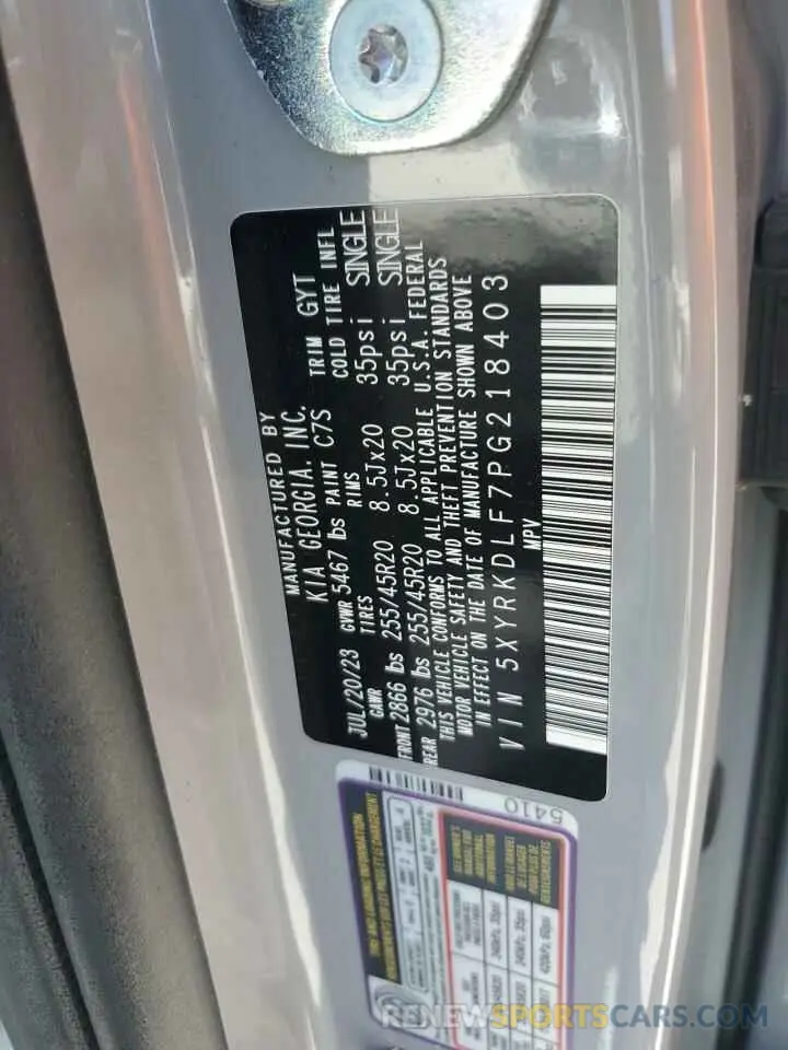 15 fotografías del automóvil dañado 5XYRKDLF7PG218403 KIA SORENTO 2023